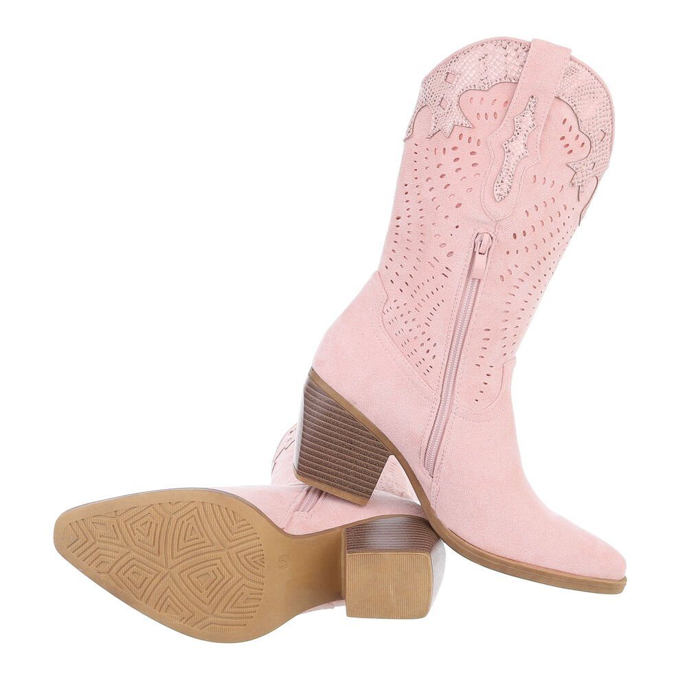 Ital-Design Damen Cowboyboots Western Westernstiefel (84160523) Blockabsatz Western- & Bikerstiefel in Rosa