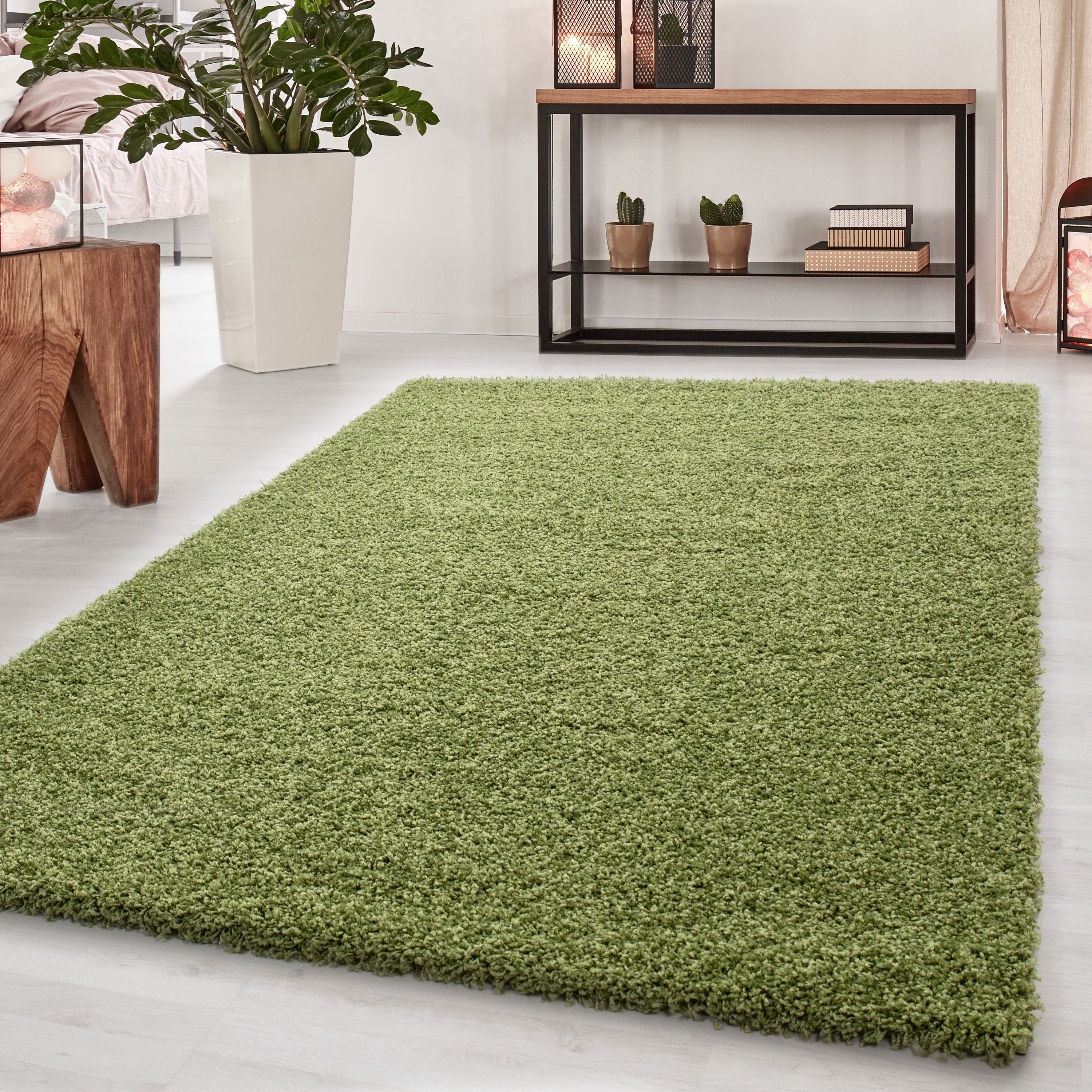 Teppich Unicolor - Einfarbig, Teppium, Läufer, Höhe: 50 mm, Teppich Wohnzimmer Grün