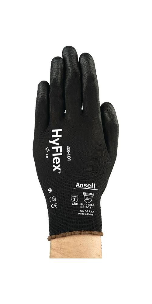 ANSELL Arbeitshandschuh-Set Handschuhe HyFlex® 48-101 Größe 10 schwarz ...