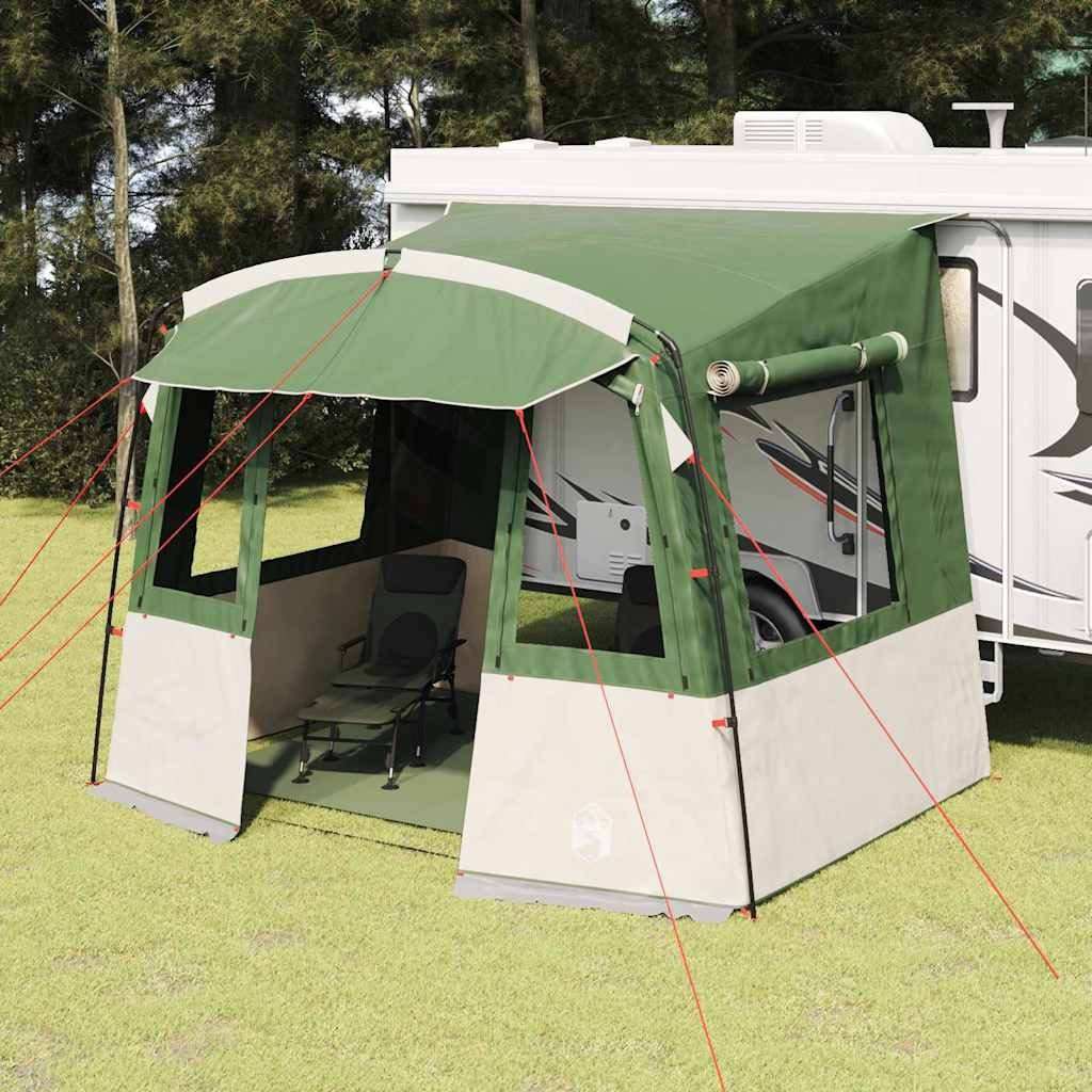 vidaXL Vorzelt Heckzelte für Wohnwagen Rechtwinklig Grün 352 x 250 x 240 cm, (1 tlg)