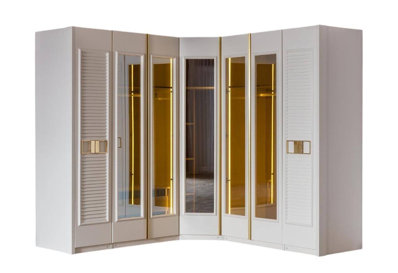 Xlmoebel Eckkleiderschrank Eckschrank Weiß Holz Modern mit Stauraum und eleganter Optik (1-St., Eckkleiderschrank Weiß Holz) Made in Europa