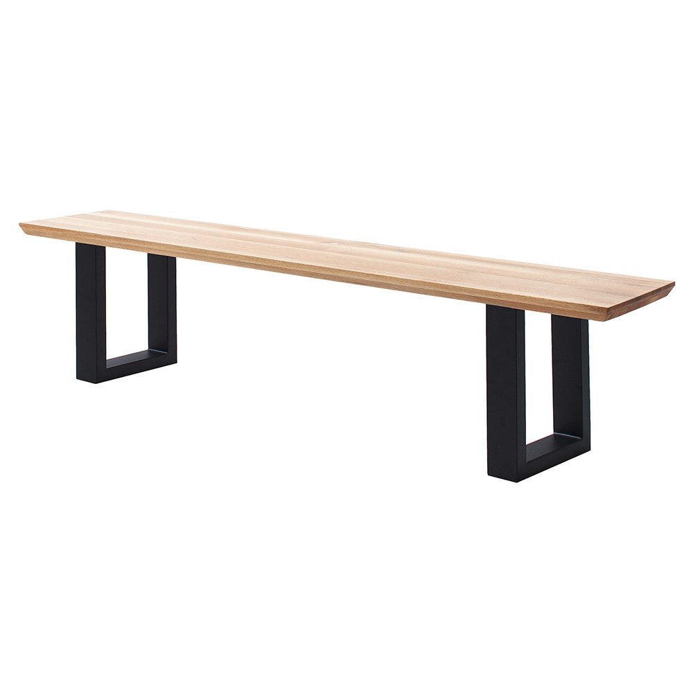 Lomadox Sitzbank PARACATU-06, Massivholz, U-Gestell, Schweizer Kante, Eiche geölt, 180x40cm