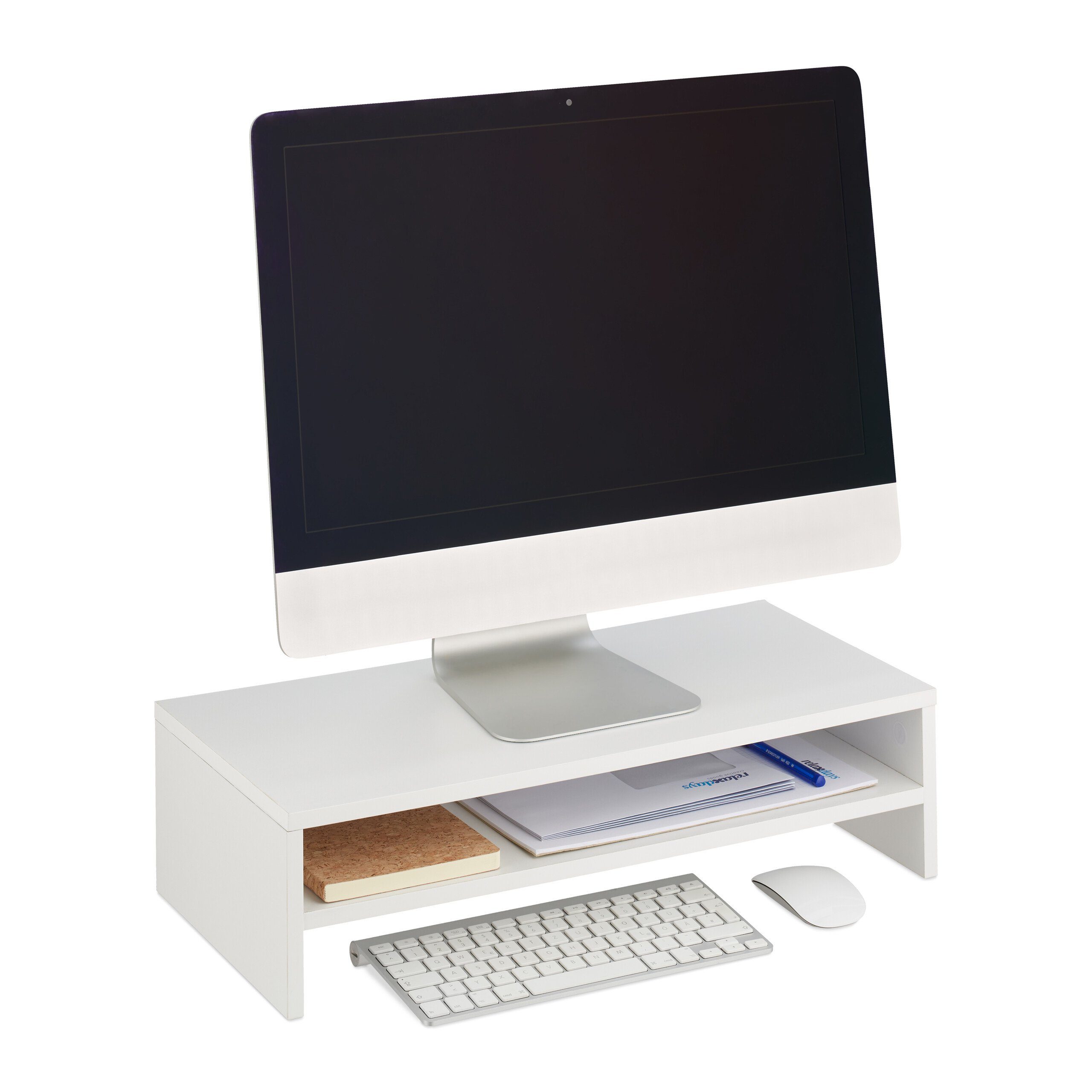 relaxdays Monitorständer mit Zusatzablage, (1-tlg)