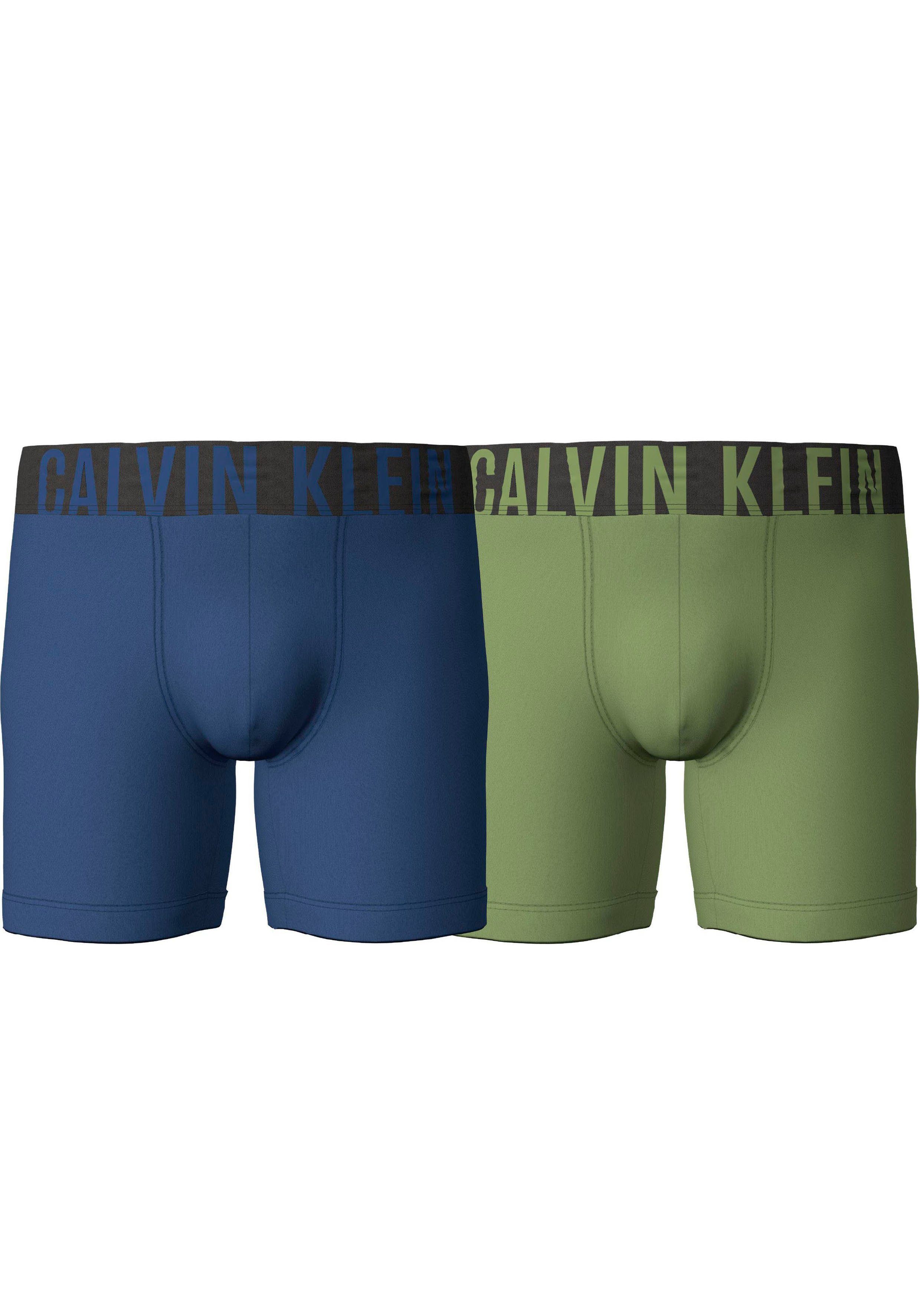 2PK MIDNIGHT-BLUE&-UNIQUE-JADE Klein Logo-Elastikbund Boxer Bein& Klein BOXER BRIEF mit (Packung, Calvin Underwear 2er-Pack) Calvin längerem