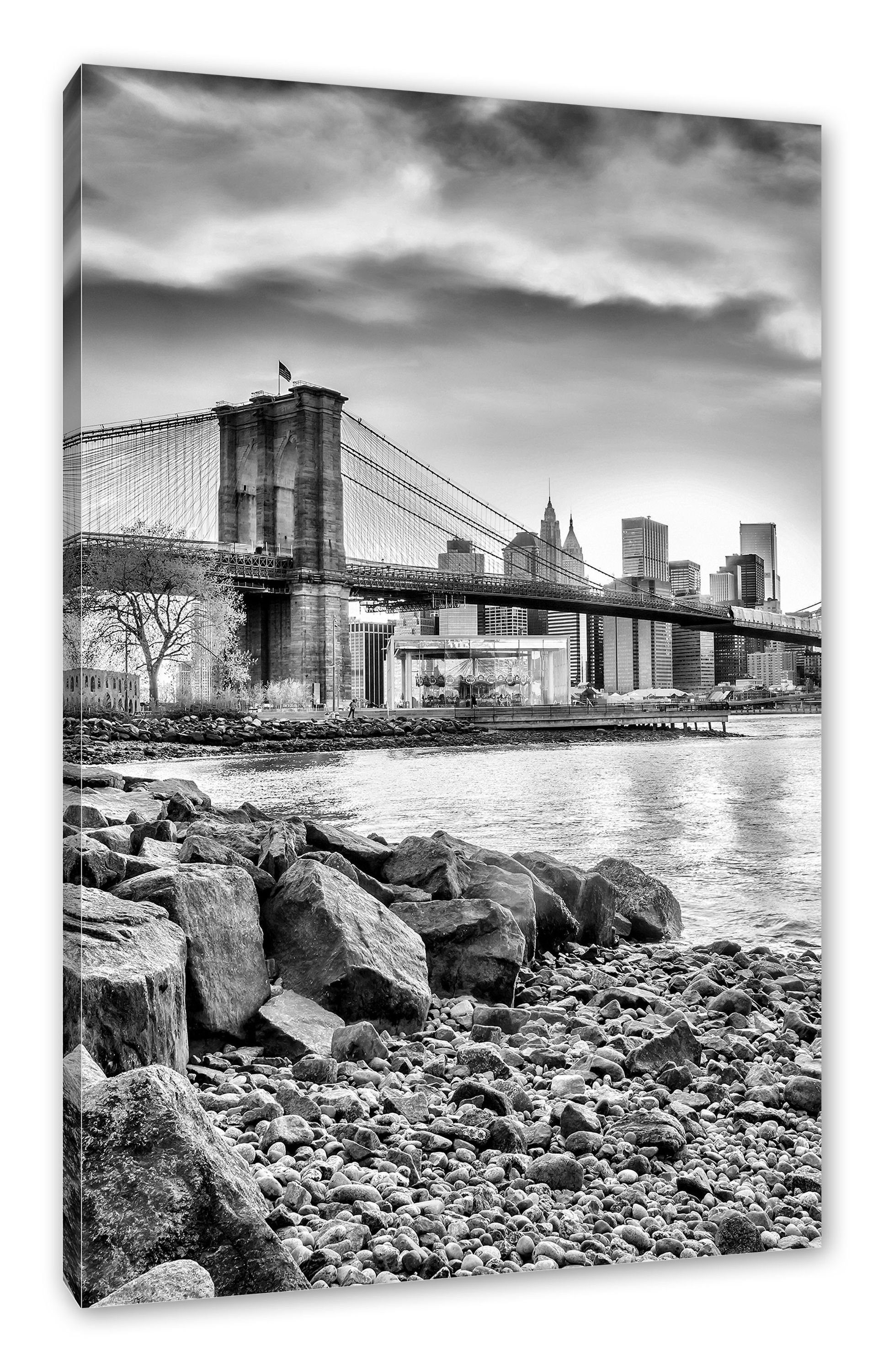 Pixxprint Leinwandbild Brooklyn Bridge, Brooklyn Bridge (1 St), Leinwandbild fertig bespannt, inkl. Zackenaufhänger