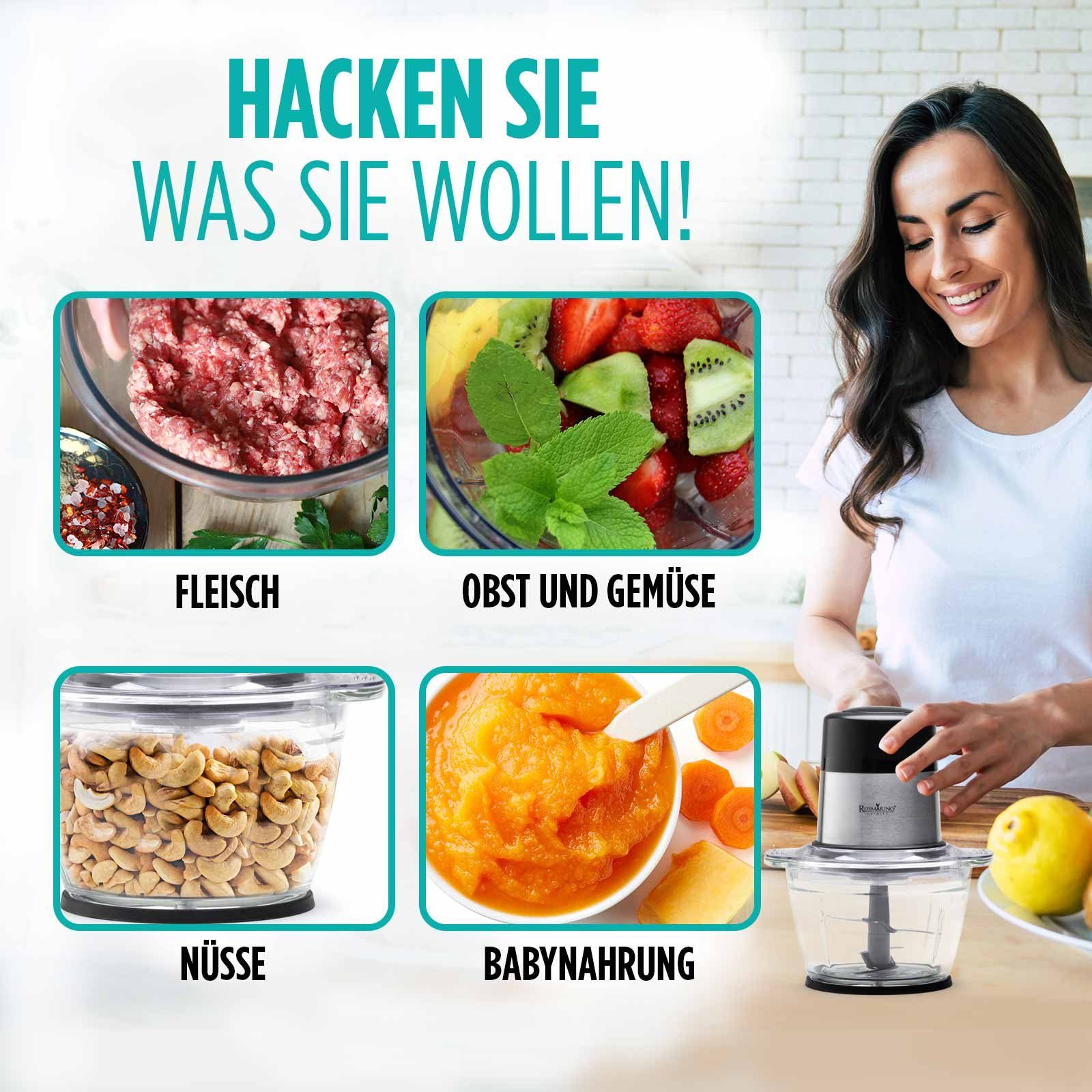 ROSMARINO Zerkleinerer Universalzerkleinerer 300W Leistungsstark &Vielseitig Glasbehälte, 300,00 W