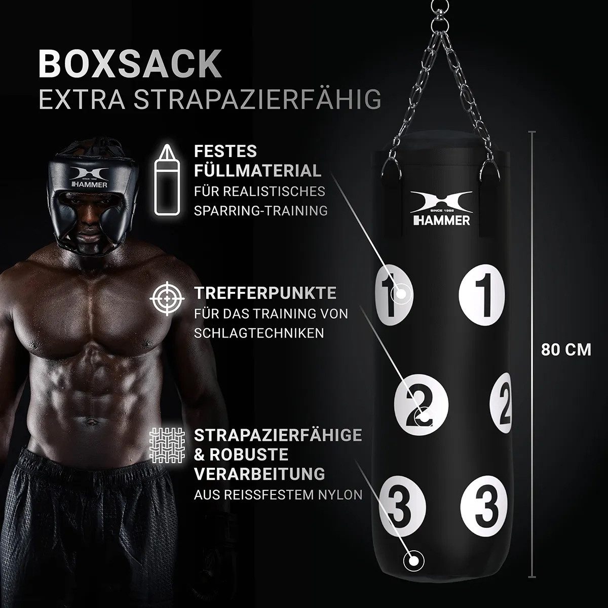 Hammer Boxsack Sparring (Set mit Boxhandschuhen)