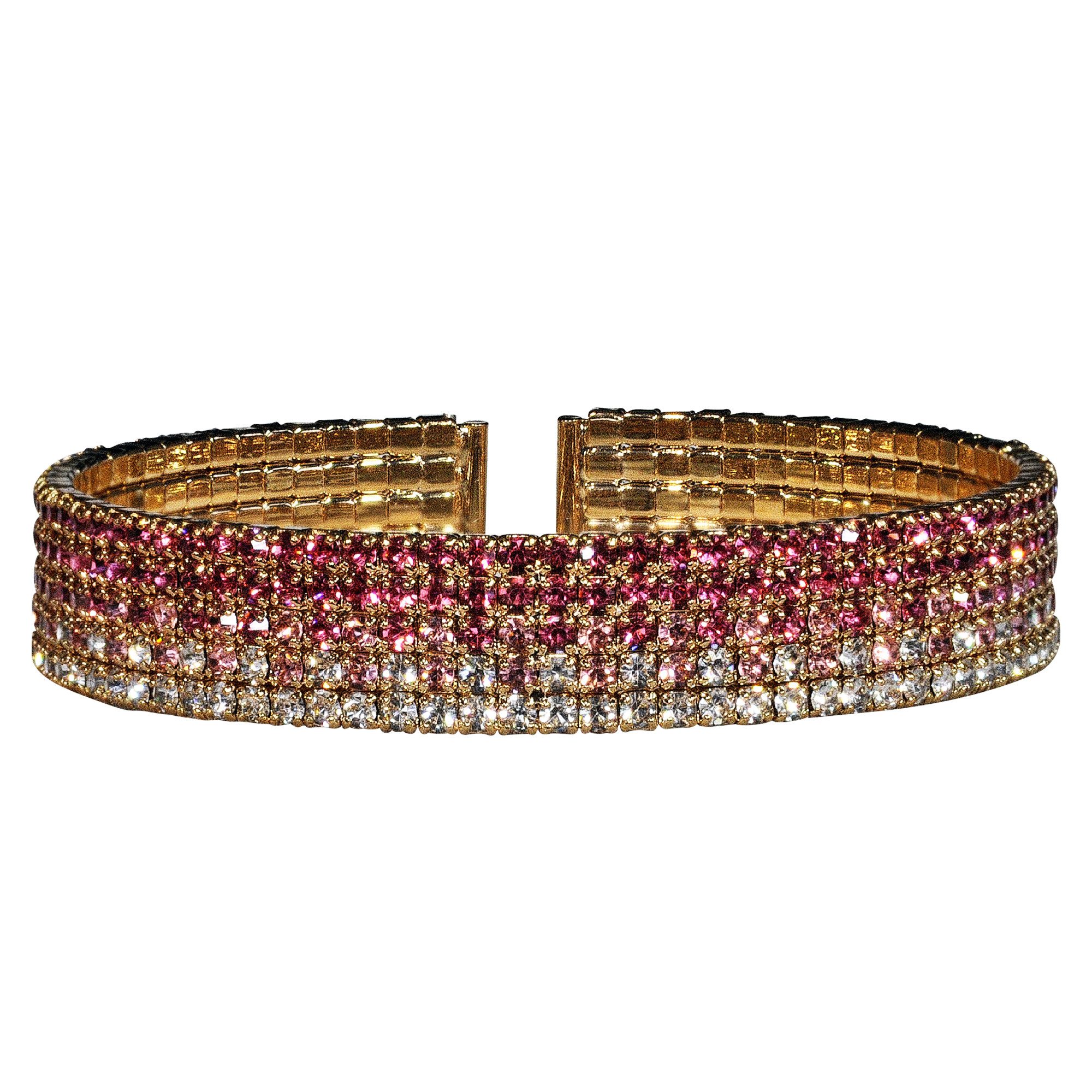 Steuer Armband Strass-Armspange pink/rosa