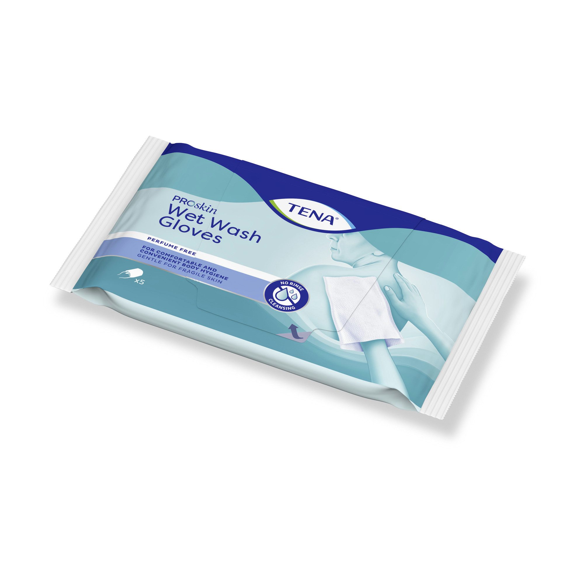 TENA Einmal-Waschhandschuh TENA Wet Wash Glove (no perf) - feuchter Waschhandschuh (5-St)
