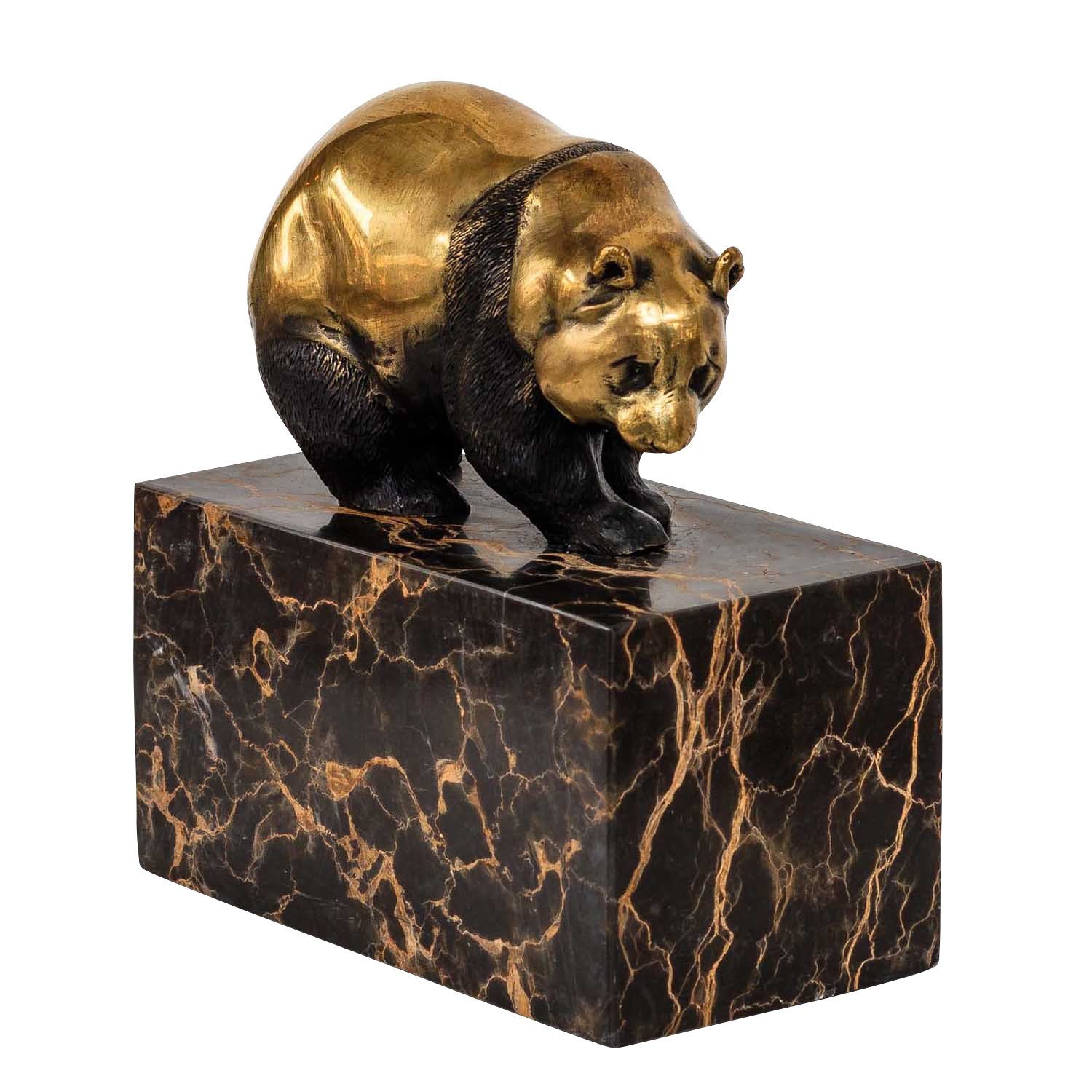 Aubaho Skulptur Bronzeskulptur Panda im Antik-Stil Bronze Figur 15cm Pandabär Bronze