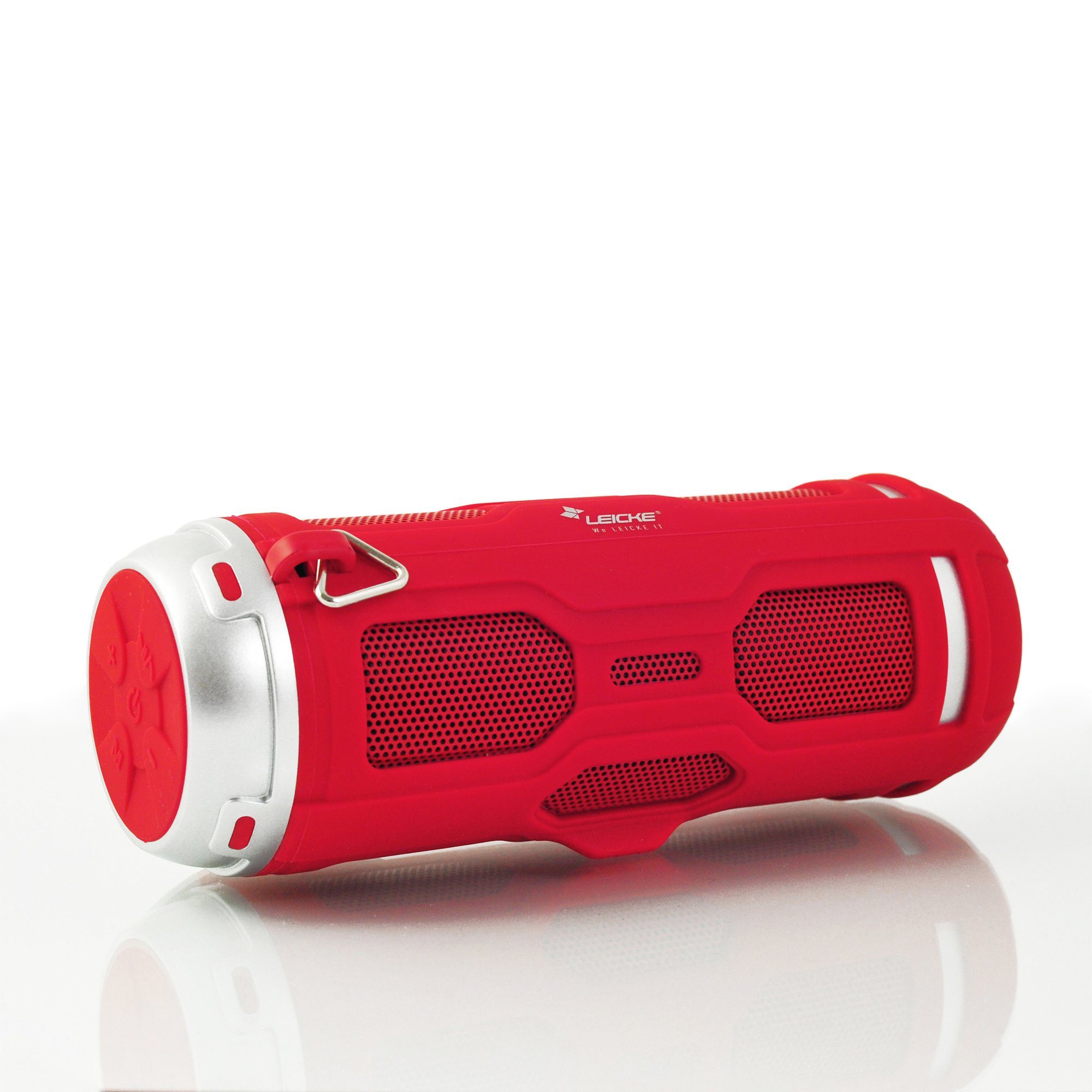 Leicke DJ Roxxx Active Bluetooth-Lautsprecher stereo (Bluetooth, 10 W, Bass-Boost, spritzwassergeschützt (IPX4), schützende Gummiumantelung)