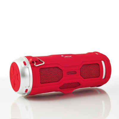 Leicke DJ Roxxx Active stereo Bluetooth-Lautsprecher (Bluetooth, 10 W, Bass-Boost, spritzwassergeschützt (IPX4), schützende Gummiumantelung)