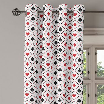 Gardine Dekorative 2-Panel-Fenstervorhänge für Schlafzimmer Wohnzimmer, Abakuhaus, rot schwarz Tourist Poker-Karten