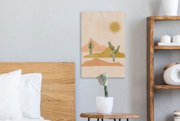OneMillionCanvasses® Leinwandbild Bohemian - Kaktus - Sonne - Pastell - Tropisch, (1 St), Leinwandbild fertig bespannt inkl. Zackenaufhänger, Gemälde, 20x30 cm