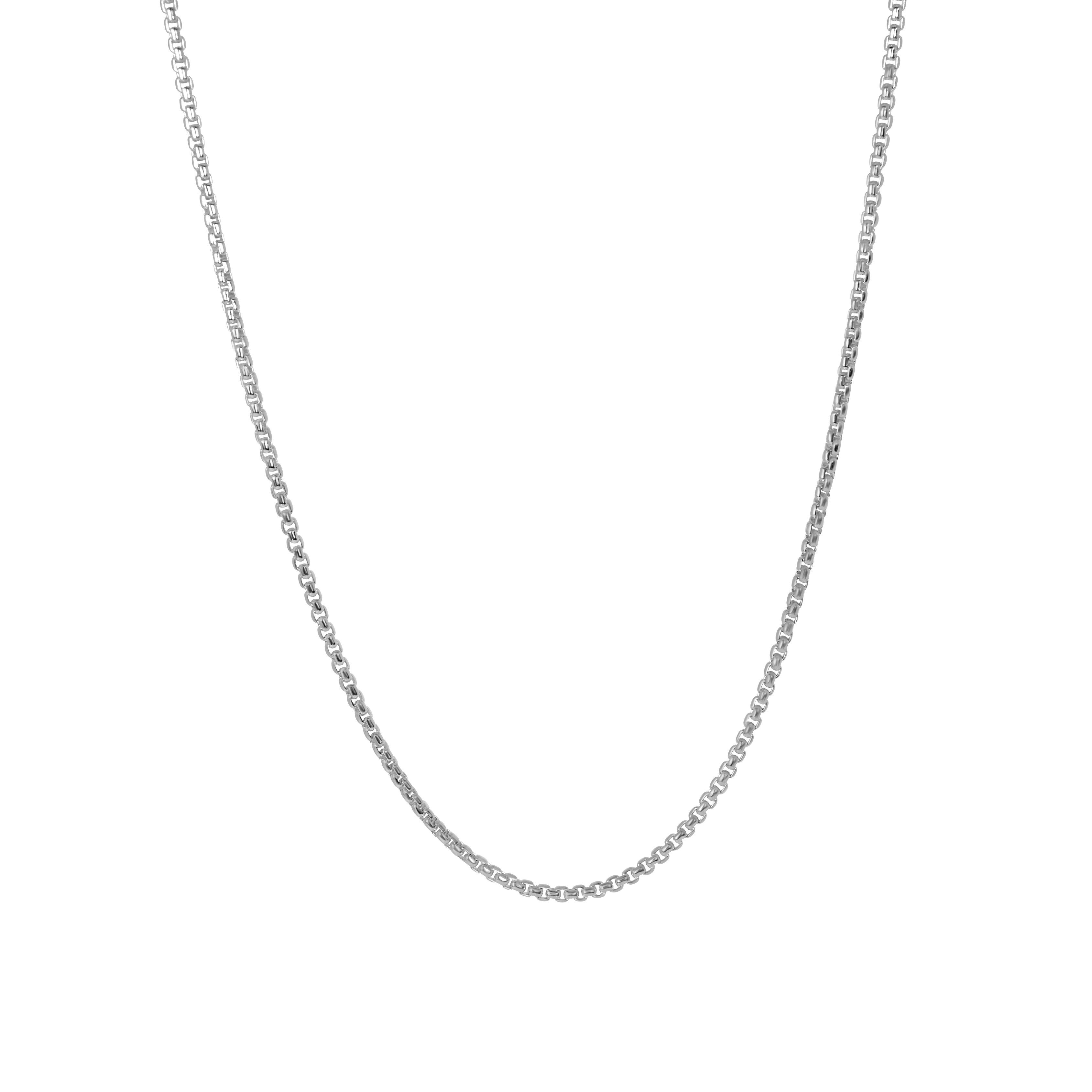 Sprezzi Fashion Kette ohne Anhänger Herren Halskette Box Silber aus 925 Sterling Silber, massiv, verstellbare Halskette, 925 Sterling Silber