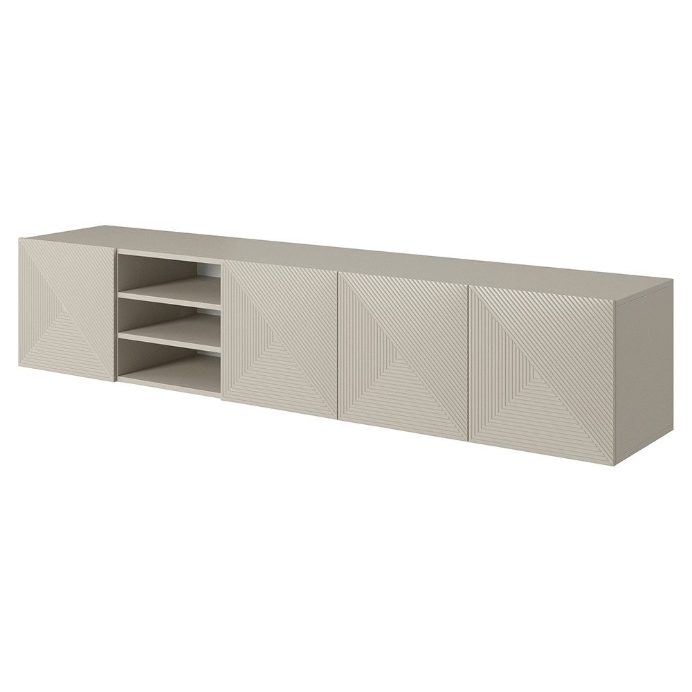 Lomadox Lowboard ADARE-141, 200 cm breit, kaschmir mit gerillter Front, wandhängend
