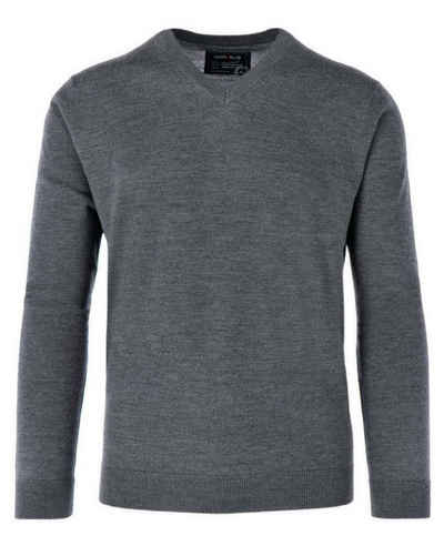 MARVELIS V-Ausschnitt-Pullover Pullover - Casual Fit - V-Ausschnitt - Einfarbig - Anthrazit (1-tlg) aus Merinowolle