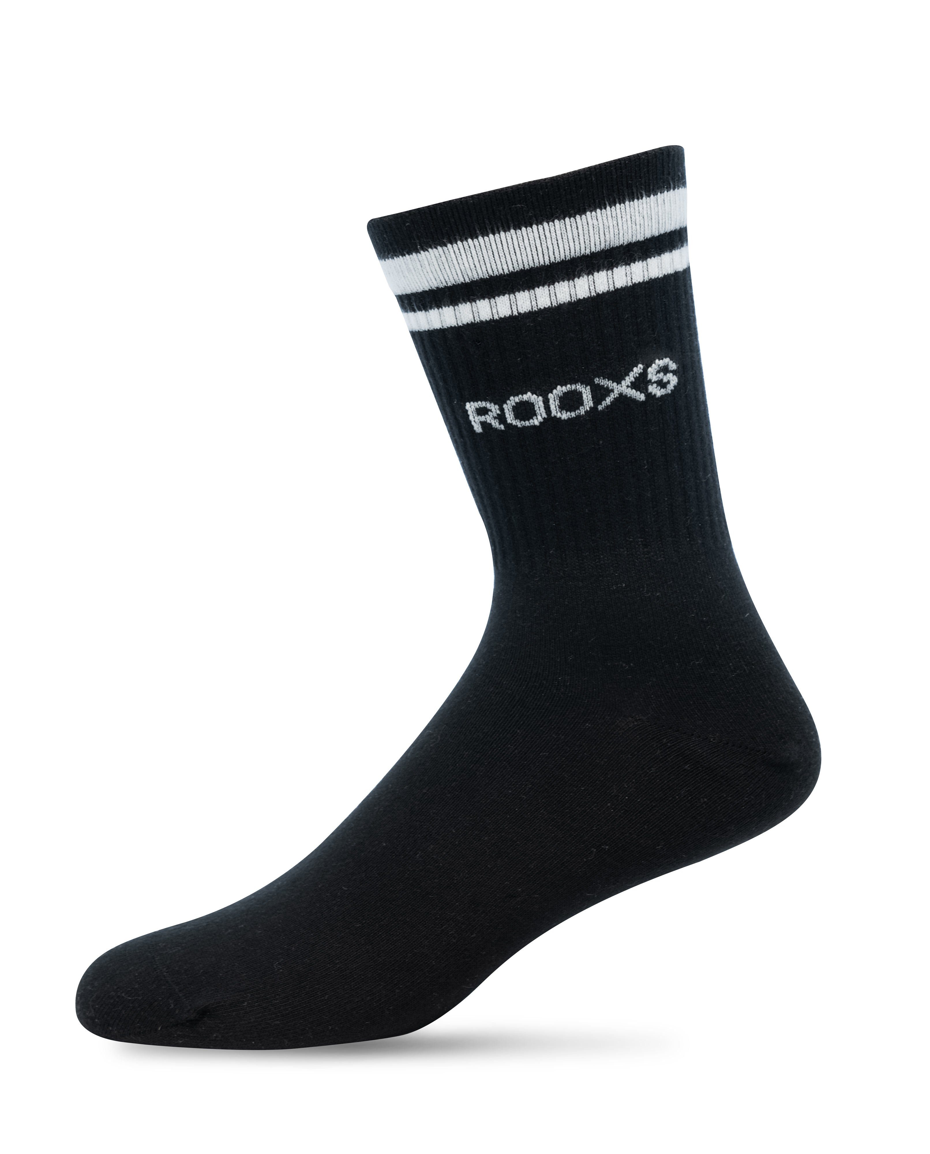 Damen streifen, Socken mit für ROOXS Schwarz EU (3-Paar) Sportsocken Made in Hohe 01 Tennissocken Retro Herren &