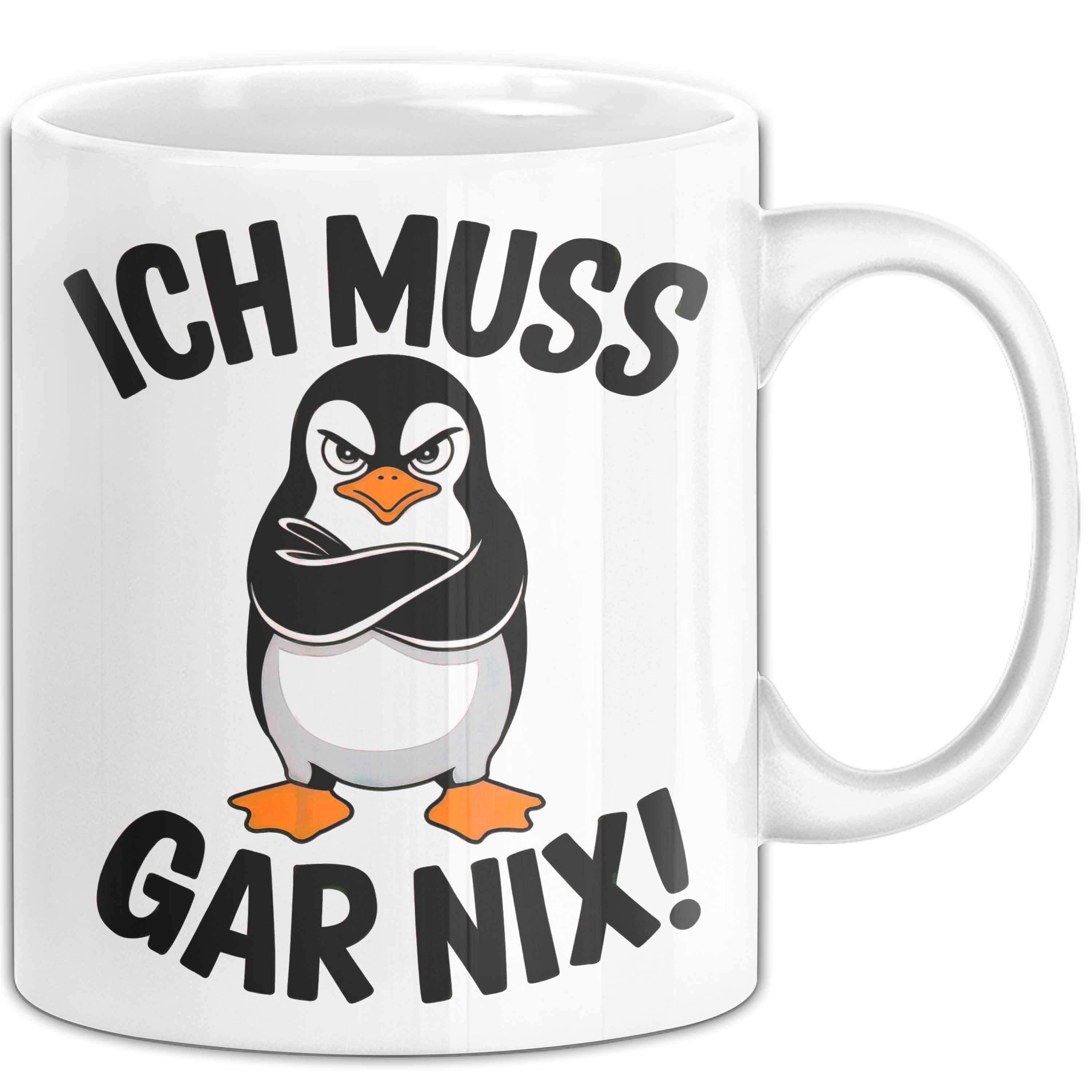 Trendation Tasse Sarkastischer Pinguin Tasse Geschenk Lustige Geschenkidee Spruch Ich