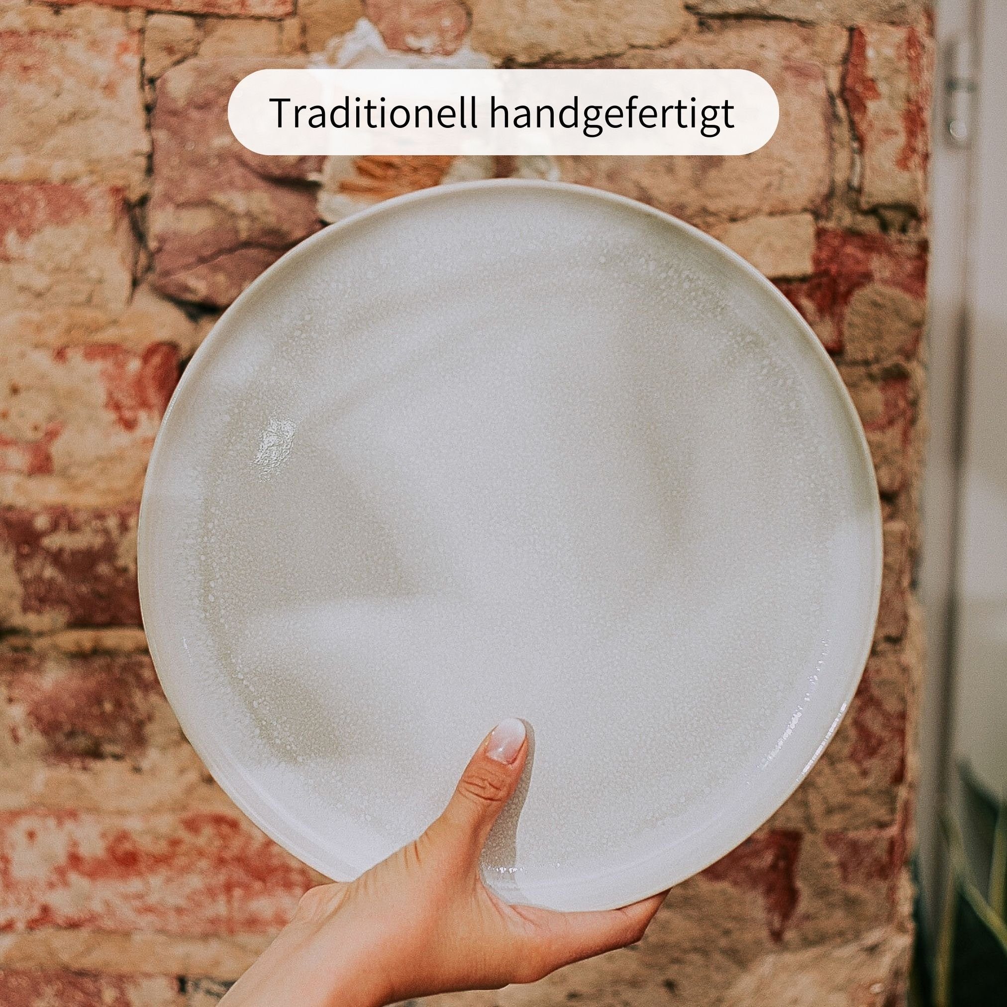 Econovo Teller Handgefertigt, (1 St), Großer Keramikteller 27cm Made in Portugal