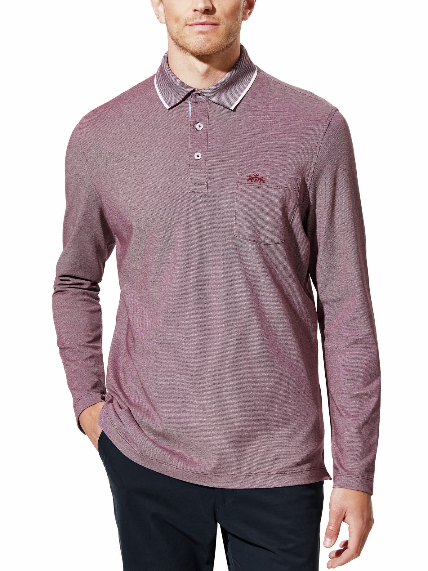 Walbusch Poloshirt Herren Extraglatt-Polo Thermoleicht Shirt bügelfrei Angerautes Piqué, leicht wärmend, pflegeleicht, mit Brusttasche – Bild 5 von 5