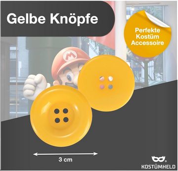 Kostümheld® Knopf 40x Super groß Knöpfe Mario gelb - Kostüm Kinder Erwachsene Fasching, 3 cm groß