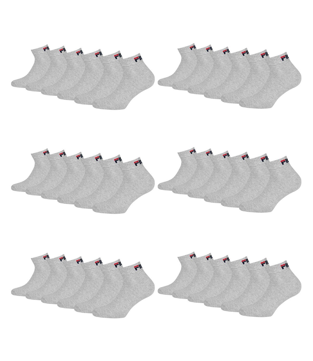 Fila Sportsocken Quarter Socken (18-Paar) mit weichem Rippbündchen 400 grey