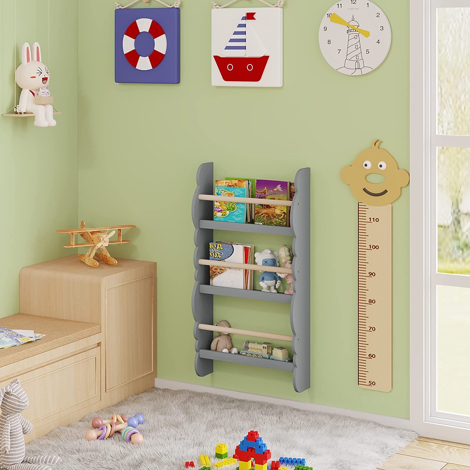 Woltu Wandregal, 1-tlg., Kinder Bücherregal, Bücher-Organizer günstig online kaufen