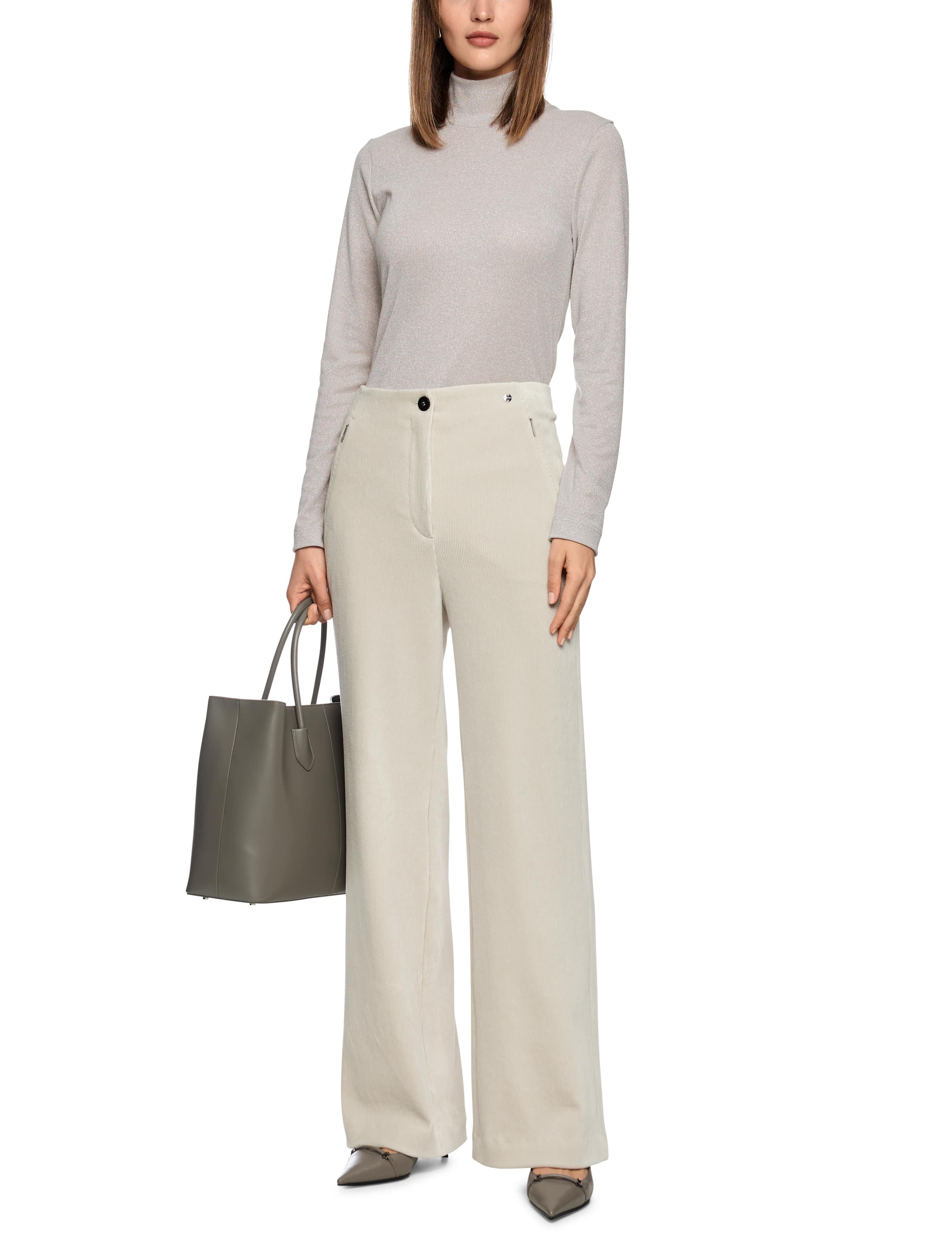Marc Cain Longsleeve City Tours Premium Damenmode mit schimmerndem Lurexgarn, schmal geschnitten, Stehkragen – Bild 5 von 5