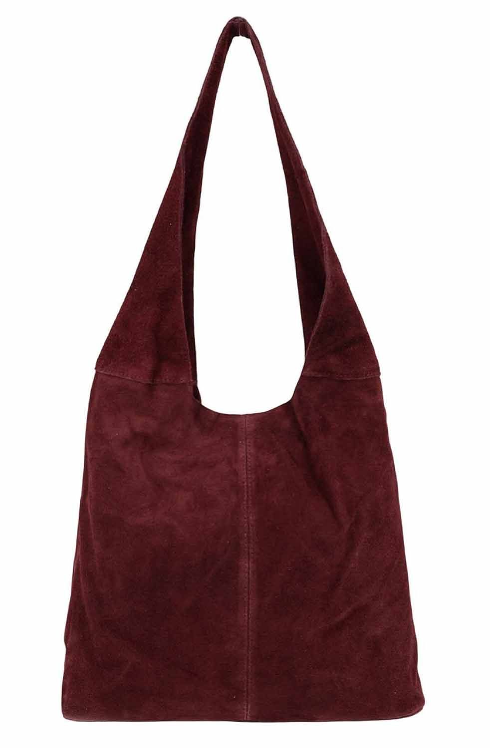 ITALYSHOP24 Shopper Made in Italy XL Damen echtes Leder Tasche Hobo Bag Schultertasche, Wildleder Umhängetasche Workbag Businesstasche Beuteltasche City Bag