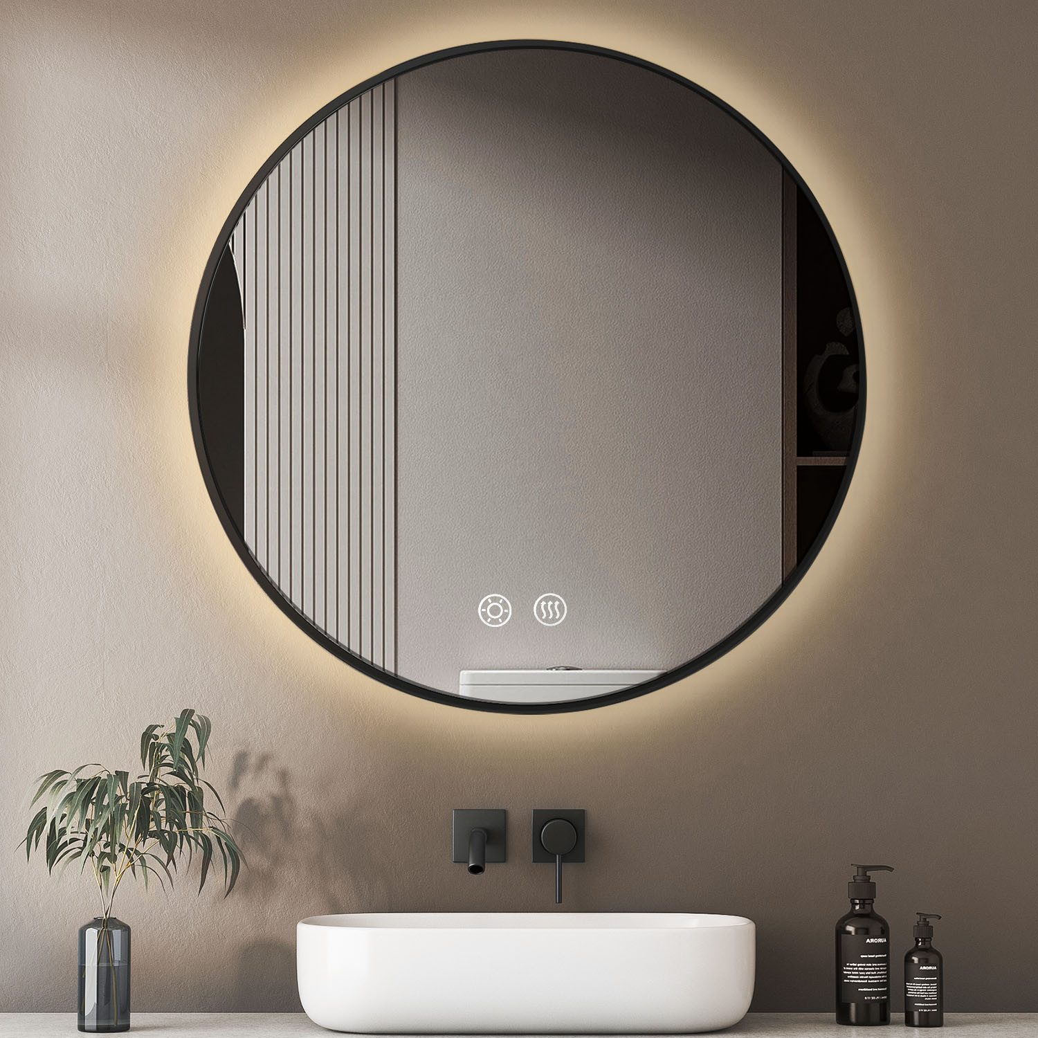 Eumaty Badspiegel Rund Wandspiegel mit LED günstig online kaufen