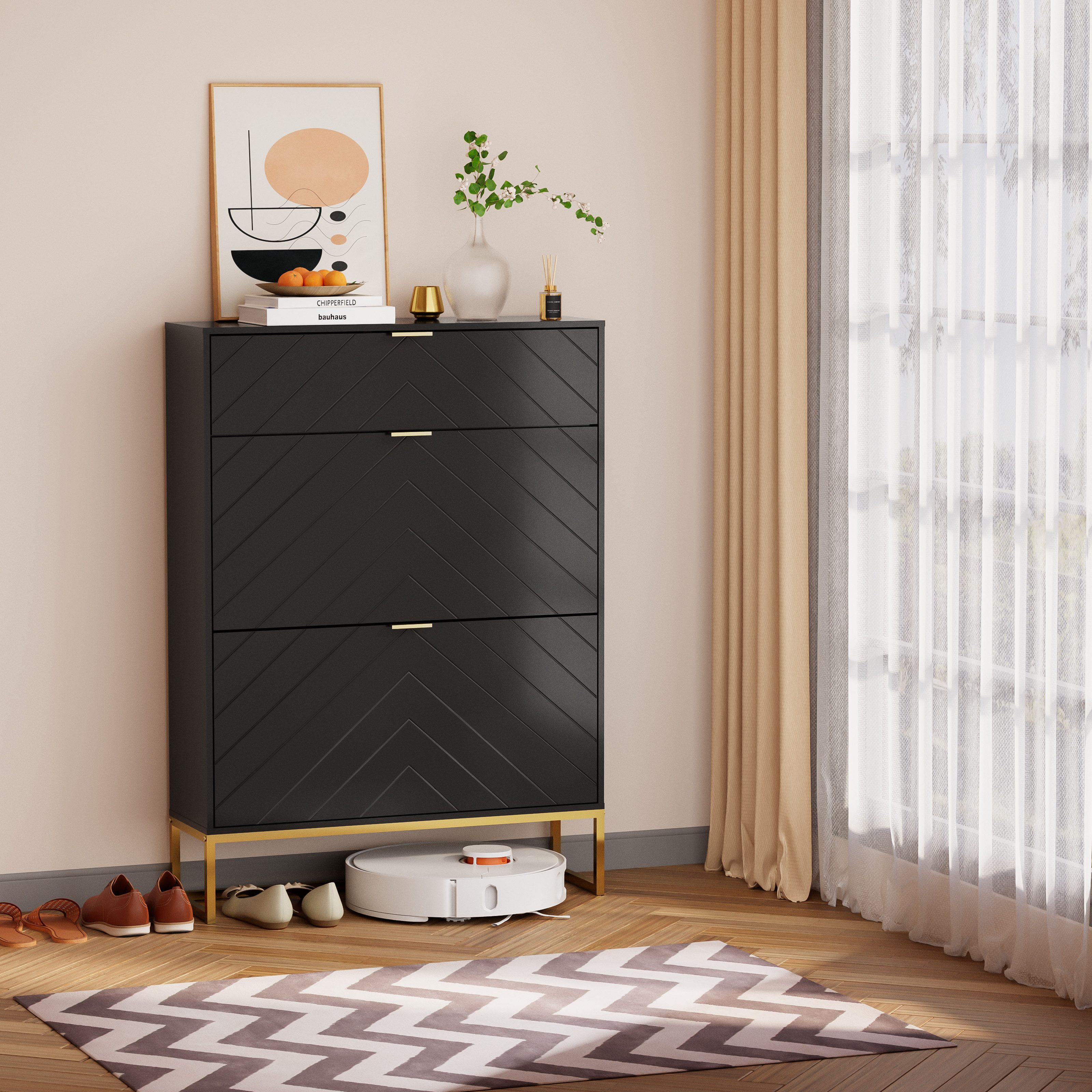 UEV Schuhschrank mit 3 Klappen schmal Schuhablage (Modern Schuhkommode im F günstig online kaufen