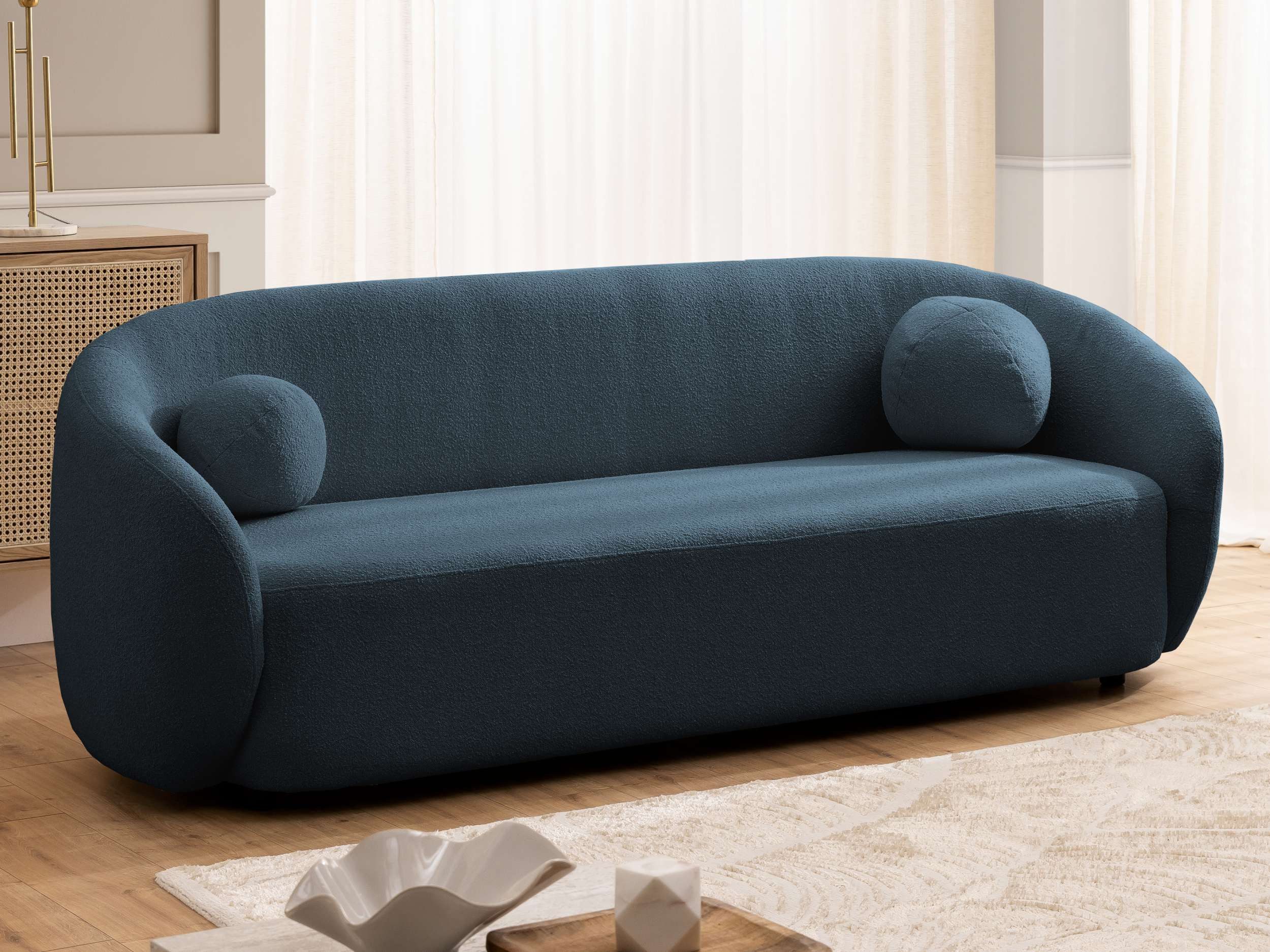 99rooms Big-Sofa Branko, Sofa, 3-Sitzer Sofa, Rundum mit Boucle-Stoff ABRIAMO bezogen, inkl. 2 Zierkissen