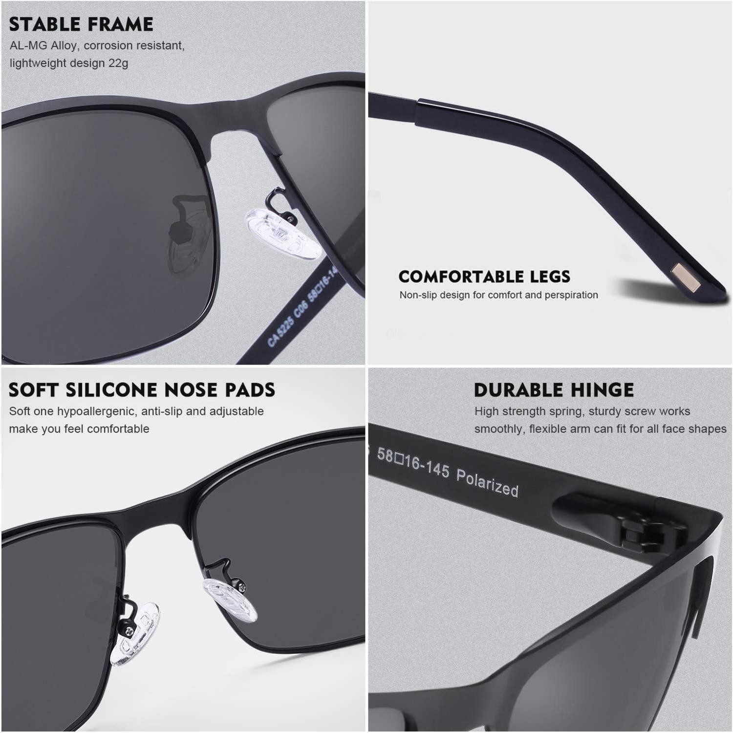 LuxusKollektion Pilotenbrille Sonnenbrille Polarisierte Herren Metall Gestell Schwarz Gläser Grau – Bild 5 von 5