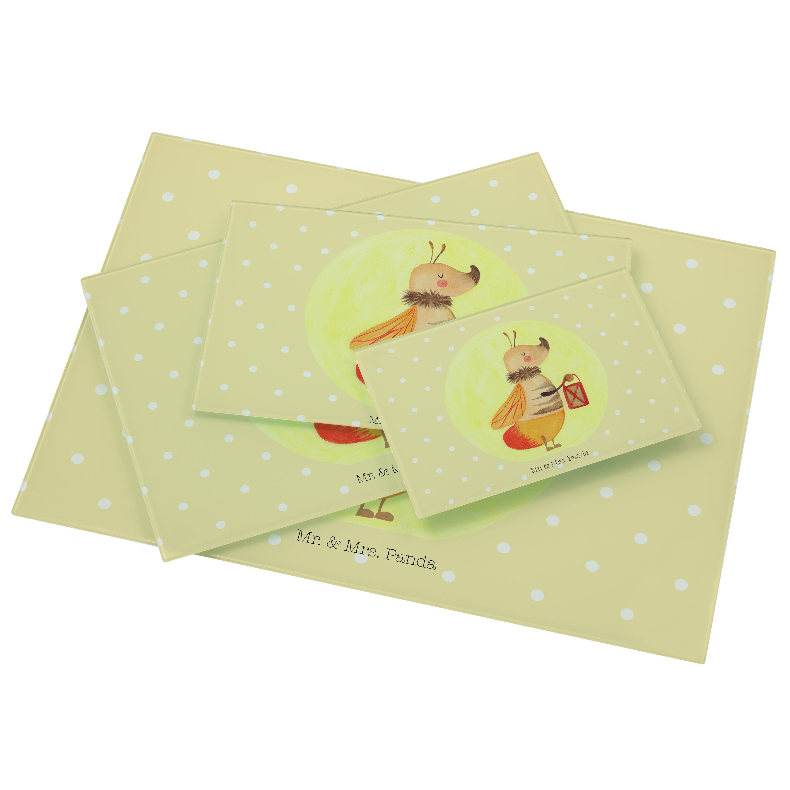 Mr. & Mrs. Panda Servierbrett (1-St) Glasschneidebrett, - Geschenk, Glühwürmchen Premium Gelb lustige Pastell Sp, - Glas