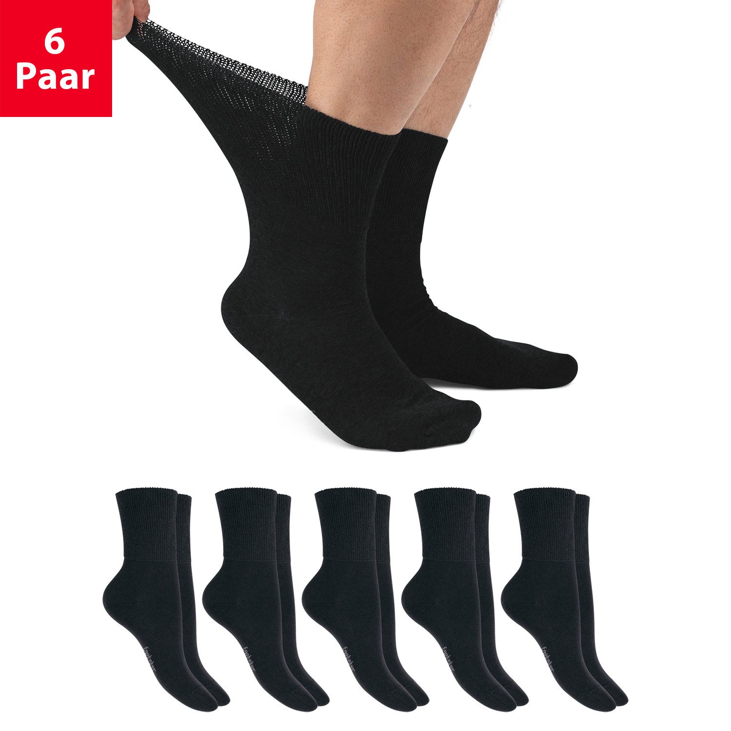 Footstar Gesundheitssocken Gesundheits Diabetiker Носки für Damen & Herren (6 Paar)