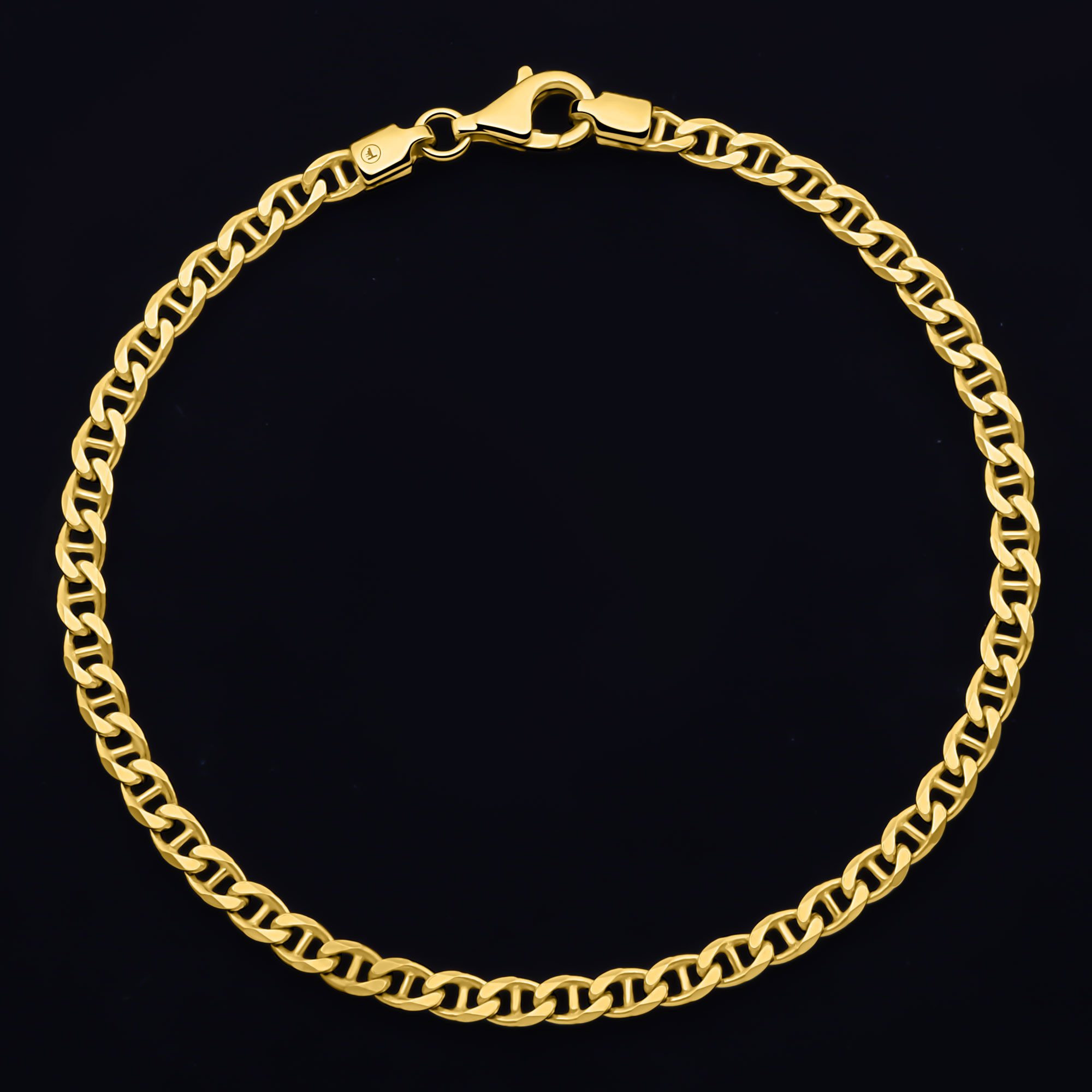 Tony Fein Armband Stegpanzerarmband 3,5 mm 585 Vergoldet Hochglanzpoliert, Made in Italy für Damen und Herren