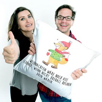 Mr. & Mrs. Panda Dekokissen Fuchs Schlittschuhe - Weiß - Geschenk, Weihnachten, Kissenhülle, Wei, Einzigartige Designs