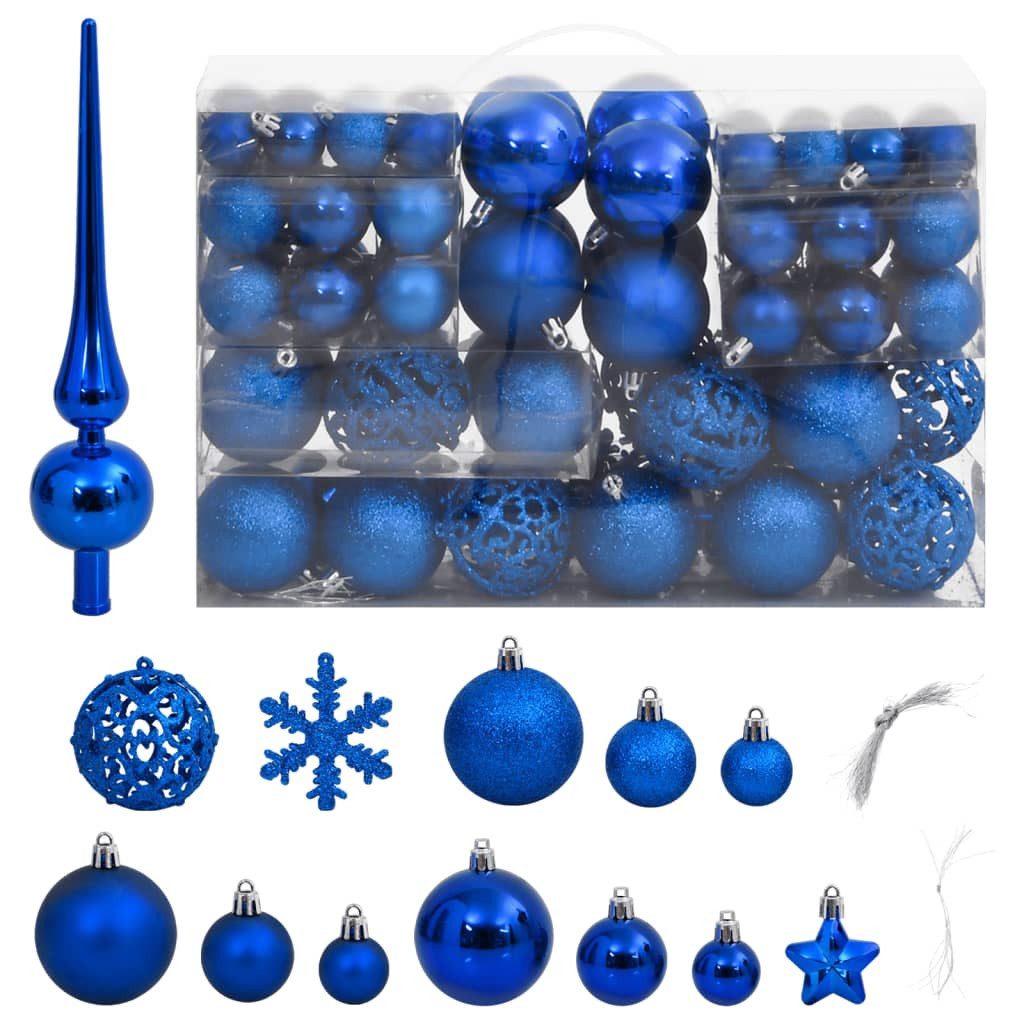 Weihnachtsbaumkugel 111-tlg. Weihnachtskugel-Set Blau Polystyrol