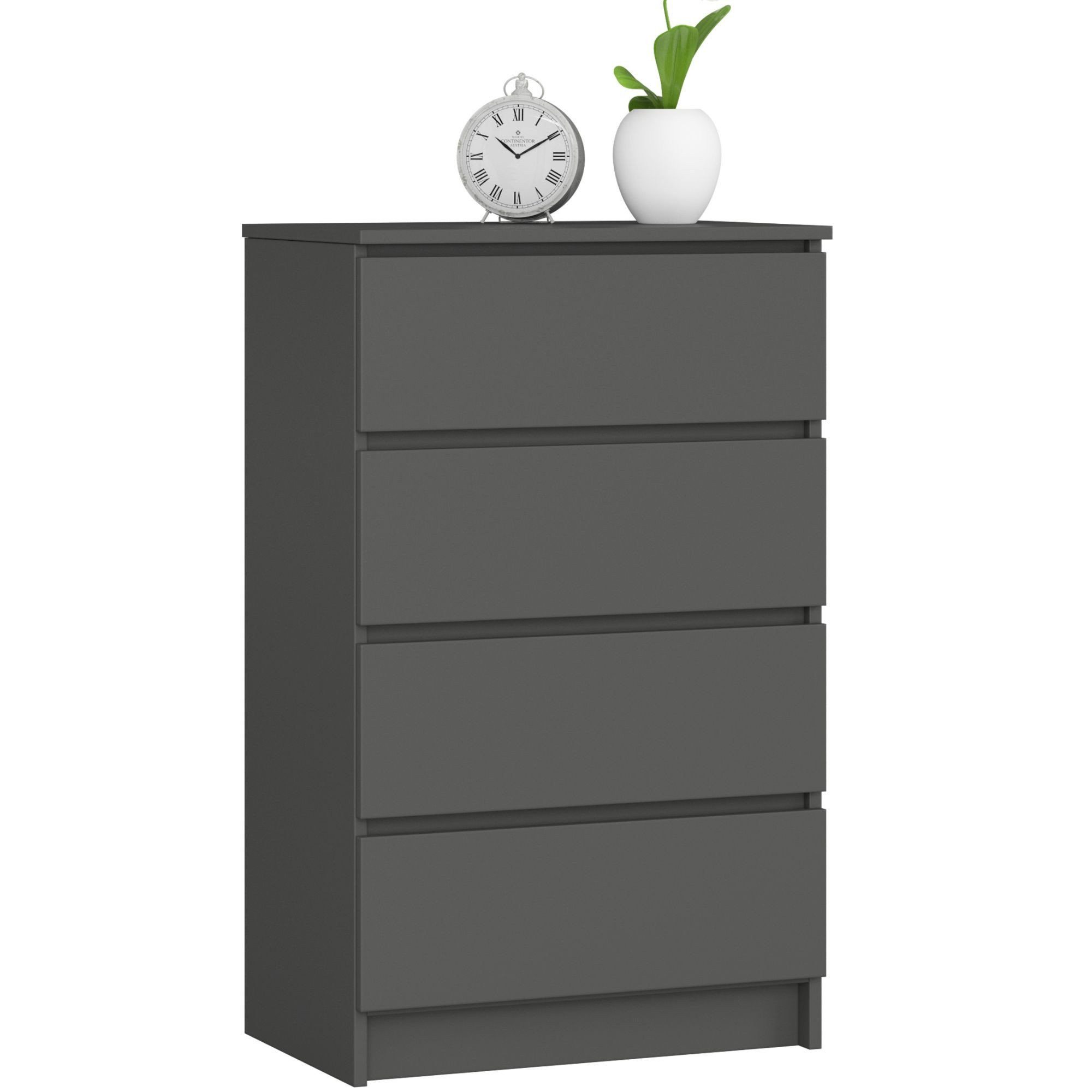 Kommode mit 4 Schubladen 60 cm breit Holz Schrank