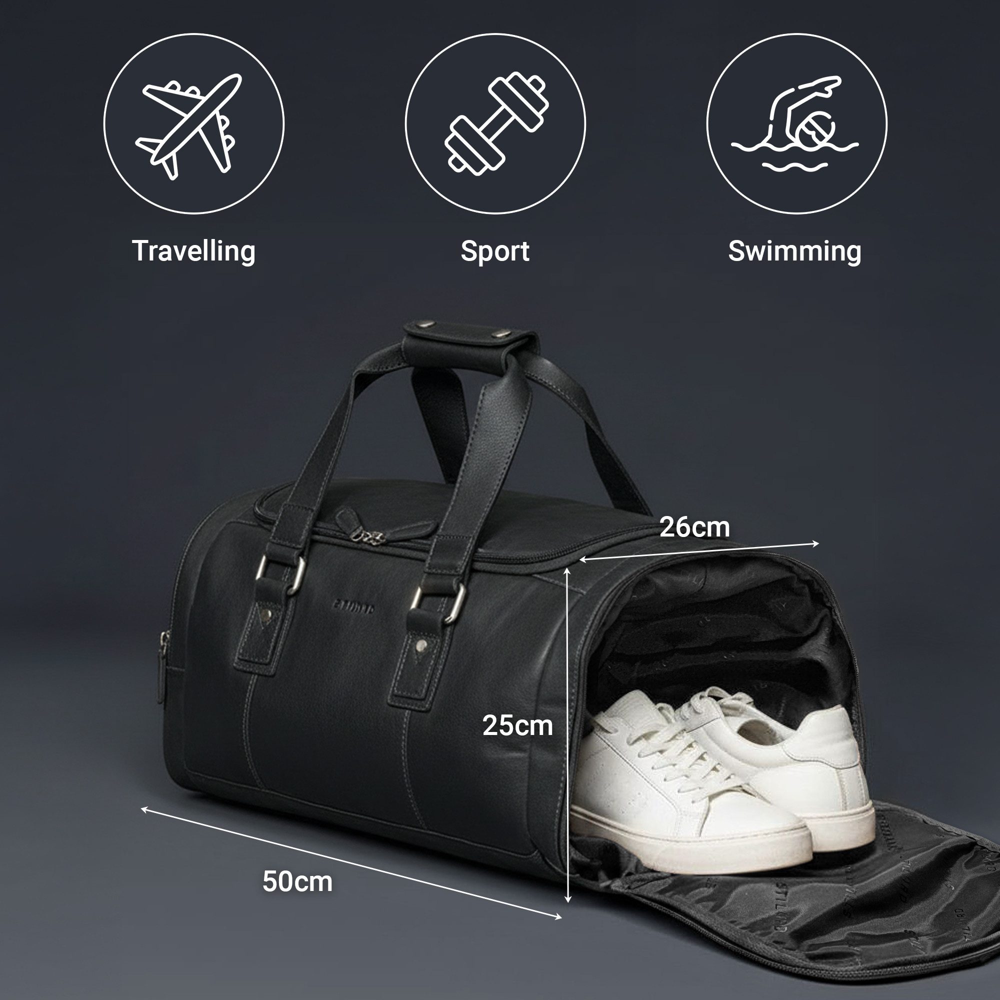 STILORD Weekender "Salvador" Robuster Weekender Herren Leder mit Schuhfach 30L