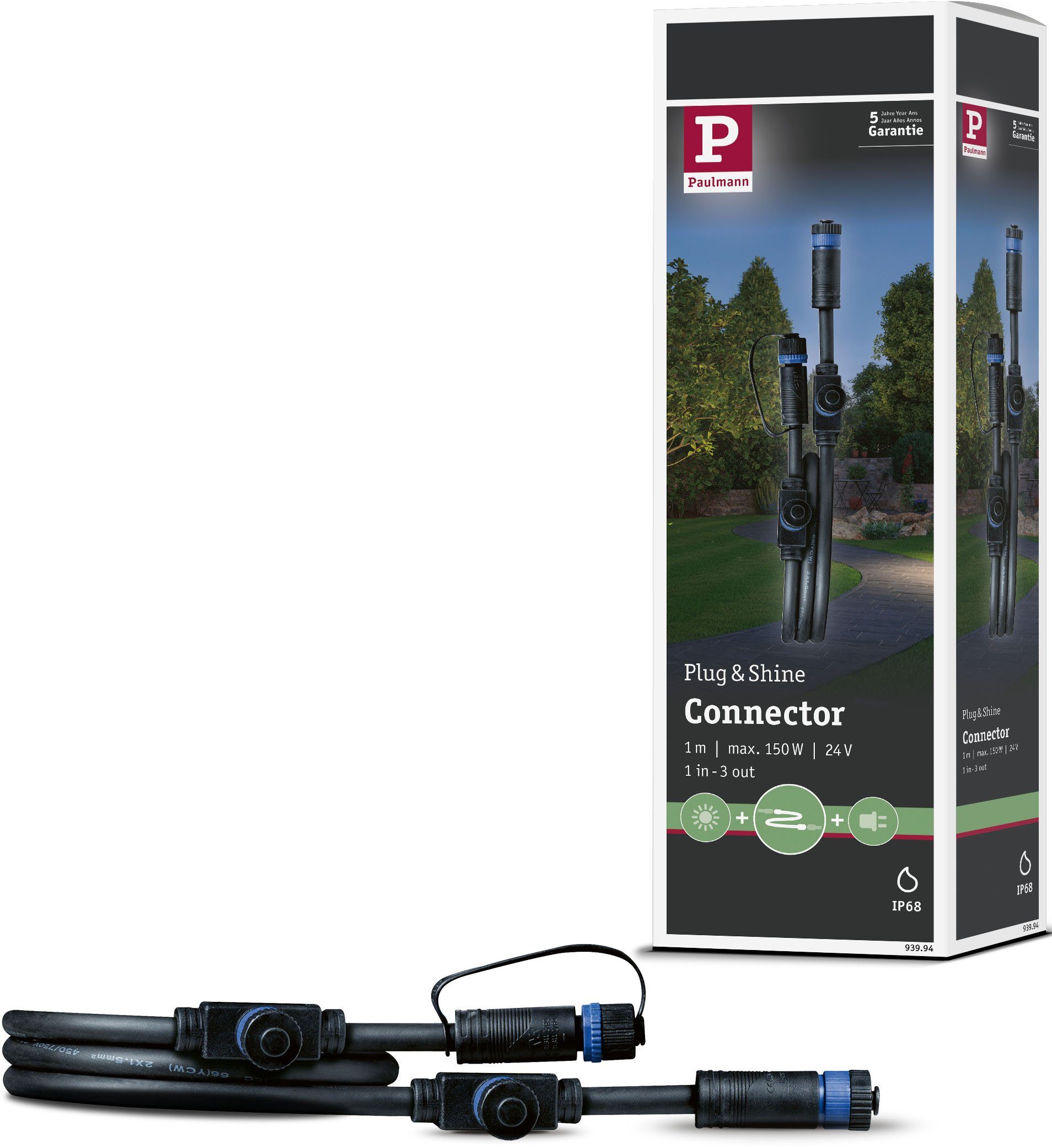 Paulmann Outdoor Plug&Shine 1m IP68 3 - (100 in out 1 cm), Lampen-Verbindungskabel