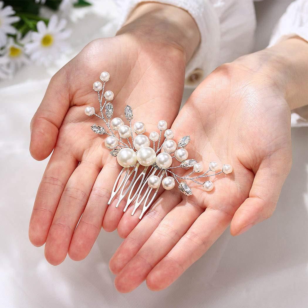 MOPUEA Diadem Braut Hochzeit Haarkamm, Schmuck-Sets für Hochzeitsfeiern (6*10.5CM, 1-tlg., 1 Haarkamm), Exquisite Handwerkskunst: Elegantes Design, ideal für Ho – Bild 4 von 5