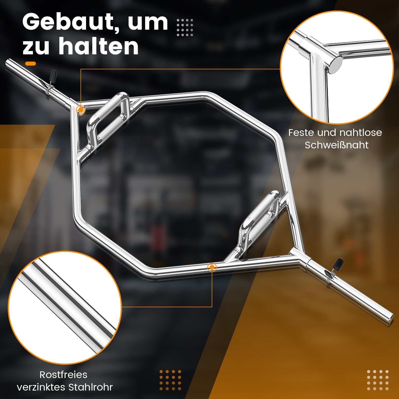 142,00 bis 363 COSTWAY Trap Bar, cm, kg Langhantelstange Stahl,