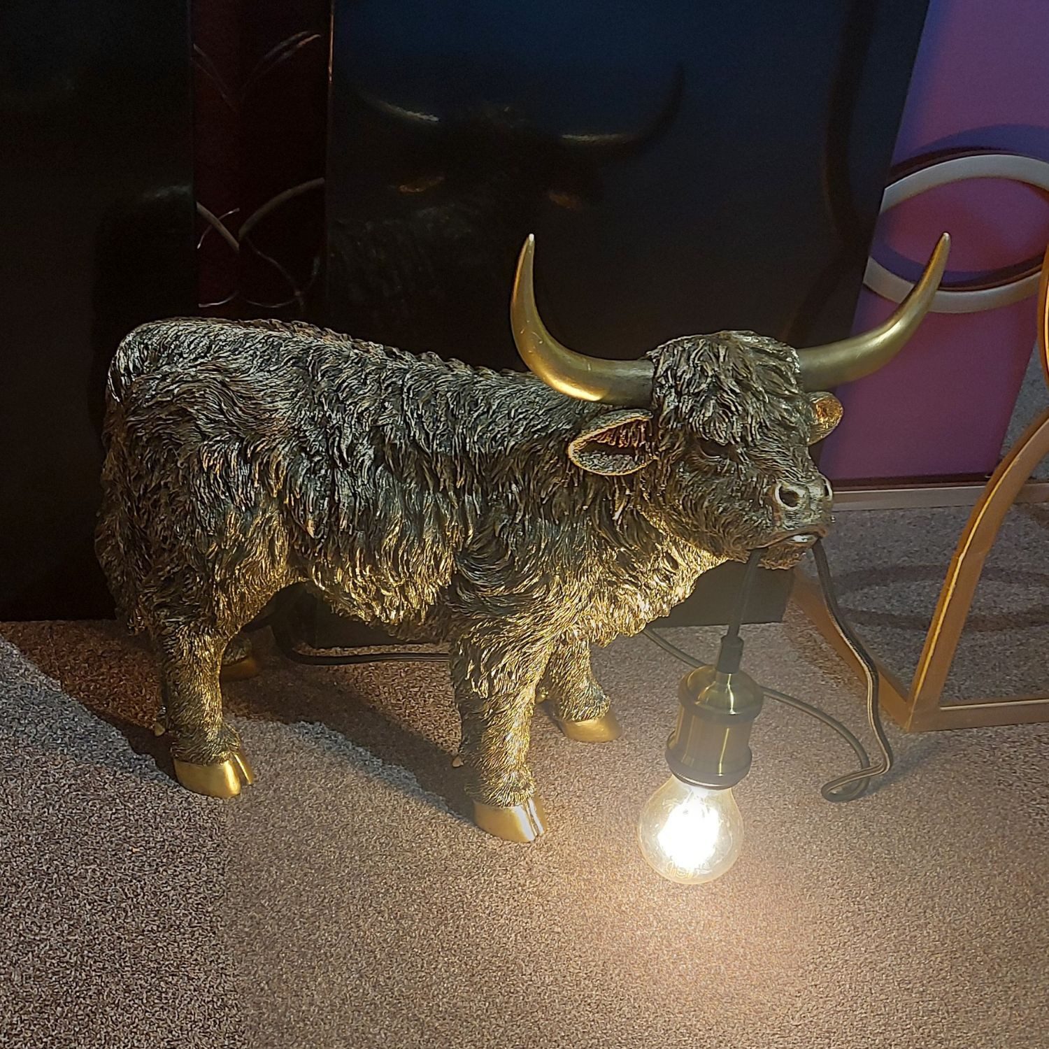 formano Tischleuchte Tierlampen, Höhe: 38cm, Farbe: Gold, Motiv: Kuh