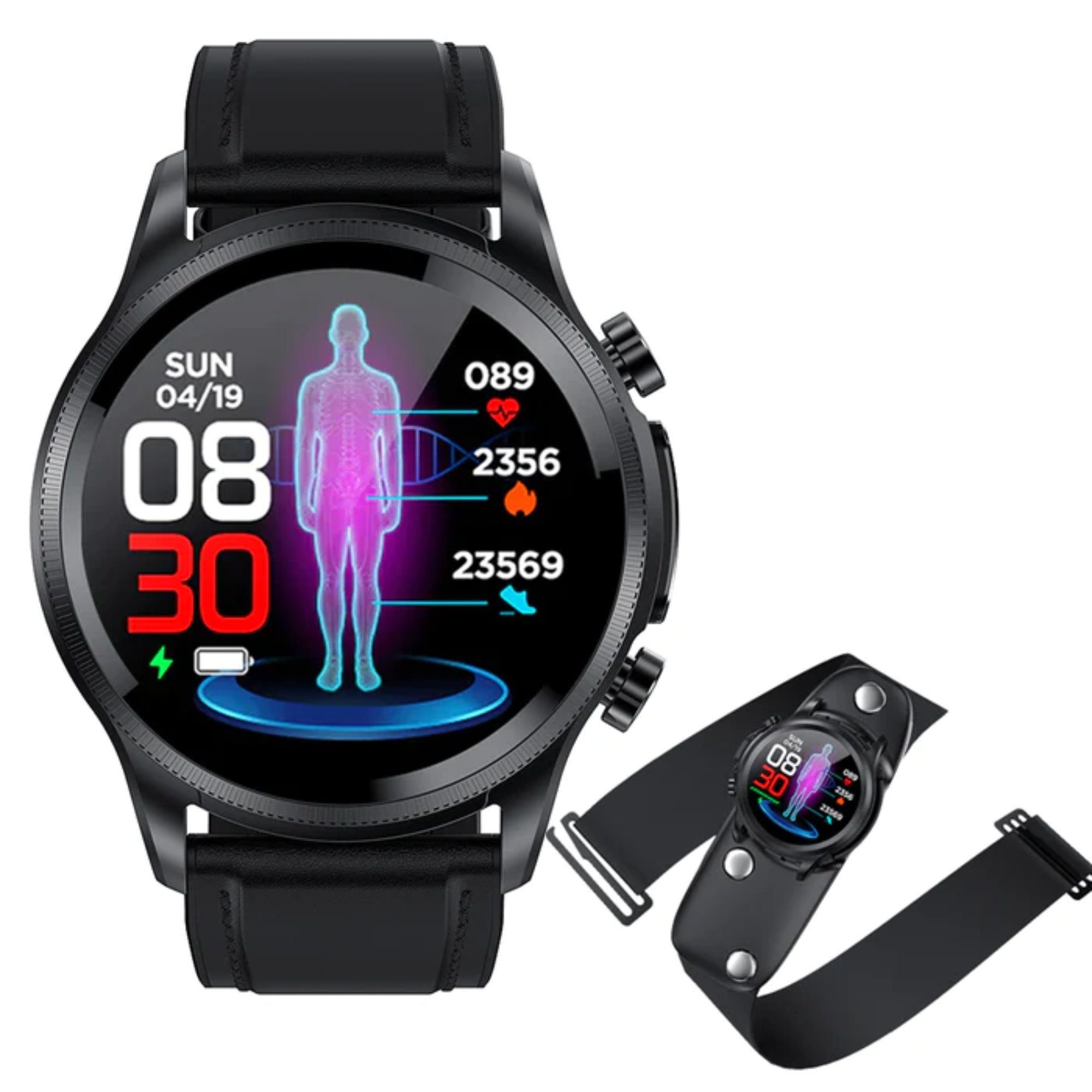Manike E400 ECG + PPG AMOLED Bildschirm Smartwatch (4,3 cm/1,69" HD Voll  Touchscreen Zoll) Spar - Set, mit wechselband aus weichem Silikon und  Ladenkabel, Herzfrequenzmesser, Analyse von EKG-Daten, Blutdruckmessgerät