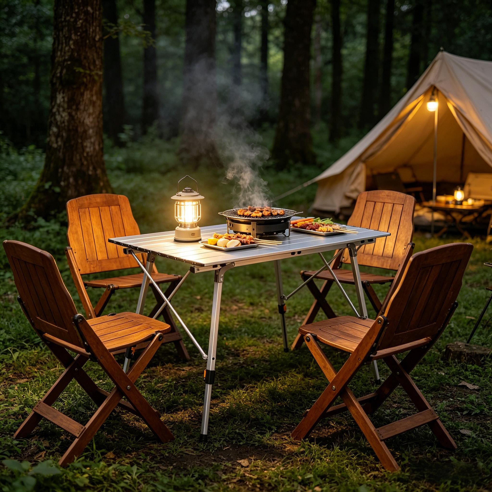 CHICFURN Campingtisch Campingtisch, Tisch im Freien (Packung, 1-St., Höhenverstellbarer Klapptisch, Rechteckig), 120 × 68,5 cm, Silber