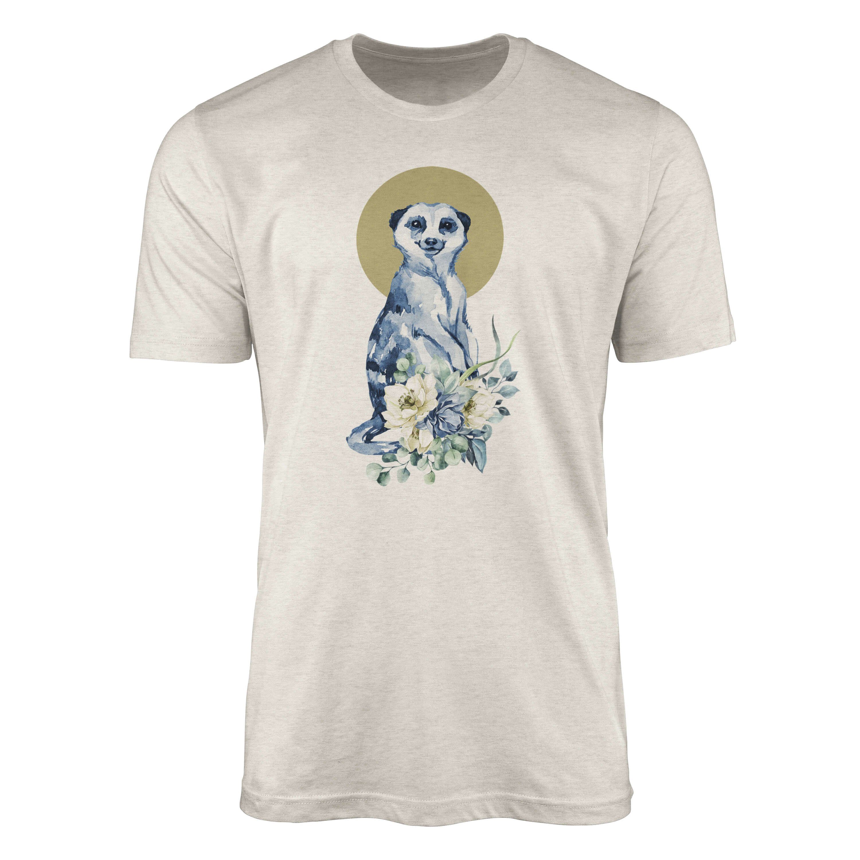 Sinus Art T-Shirt »Herren Shirt 100% gekämmte Bio-Baumwolle T-Shirt  Aquarell Erdmännchen Blumen Motiv Nachhaltig Ökomo« (1-tlg) online kaufen |  OTTO