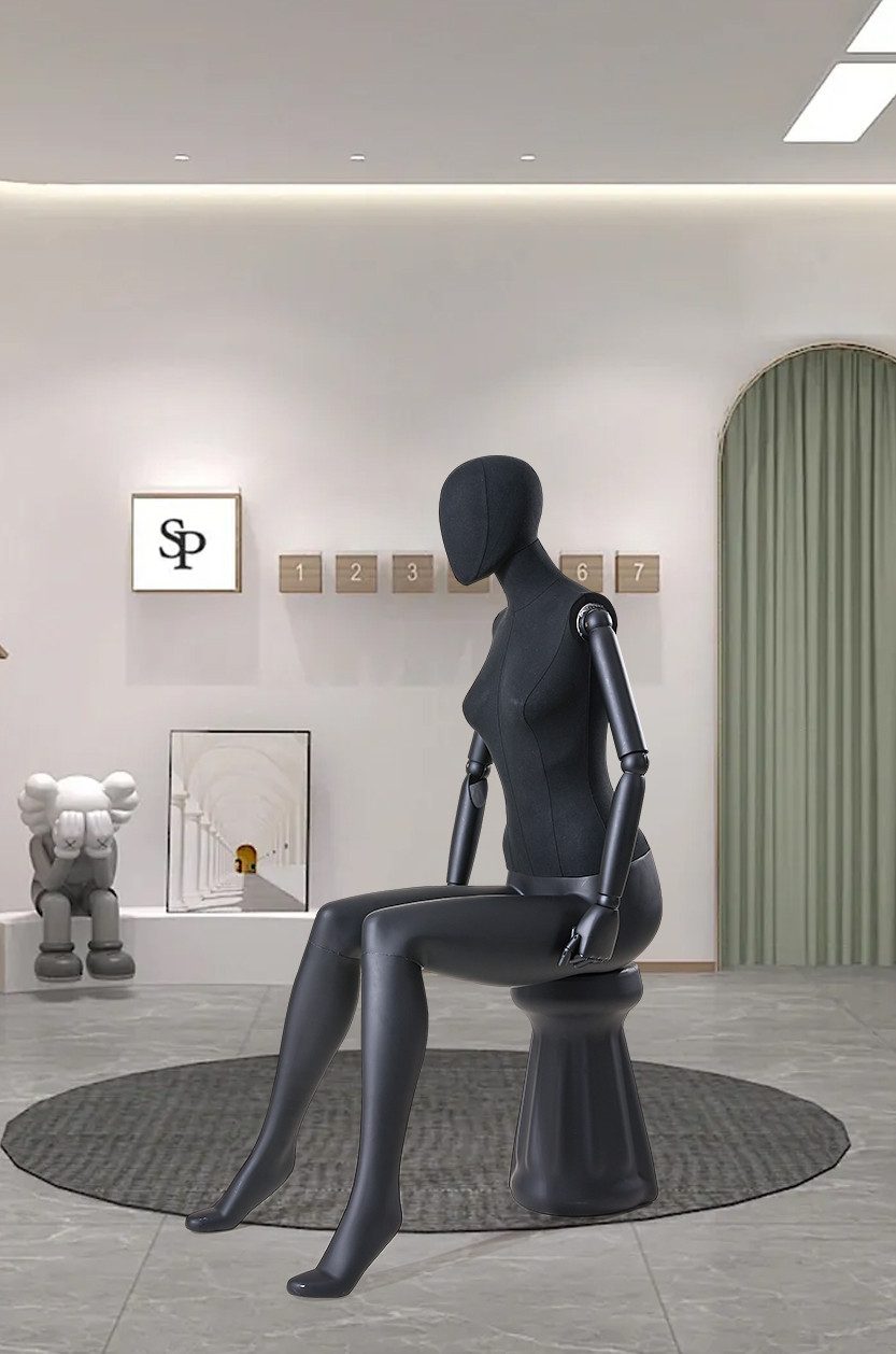 Eurohandisplay Schneiderpuppe Schöne Matt lackierte Schaufensterpuppe Stoffbezogener Oberkörper, Holzarme Stoffoberkörper