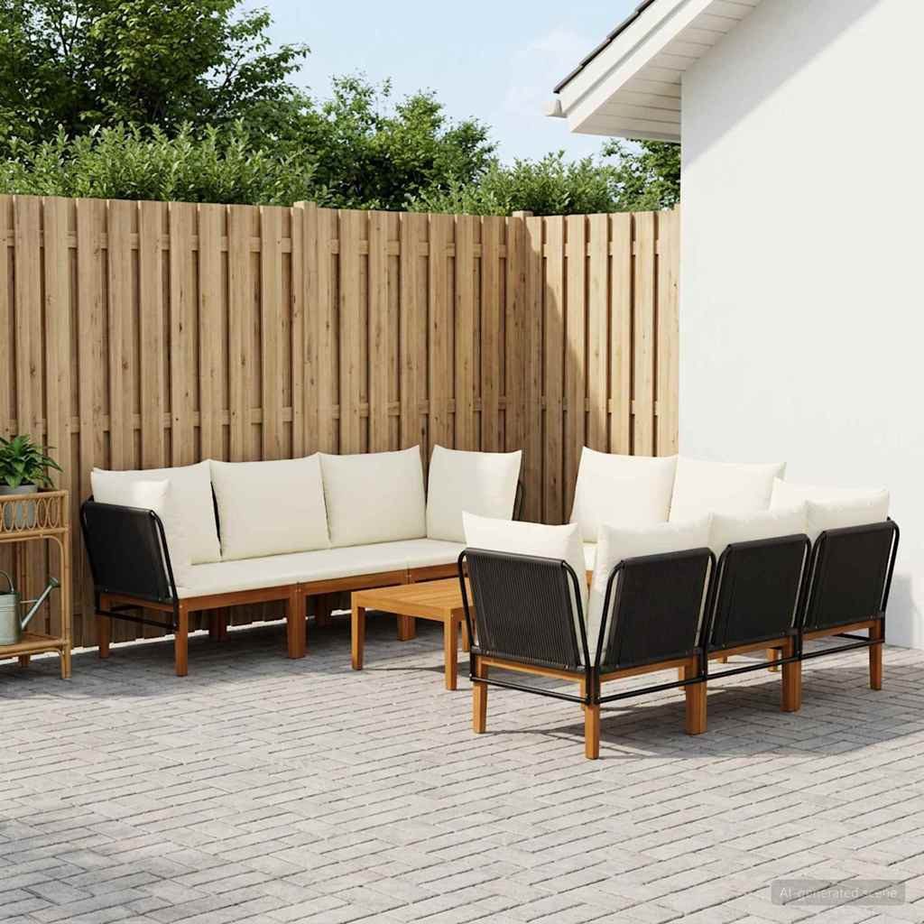 vidaXL Sofaelement 9 stk. Massives nholz & Seil Natur (9 St)